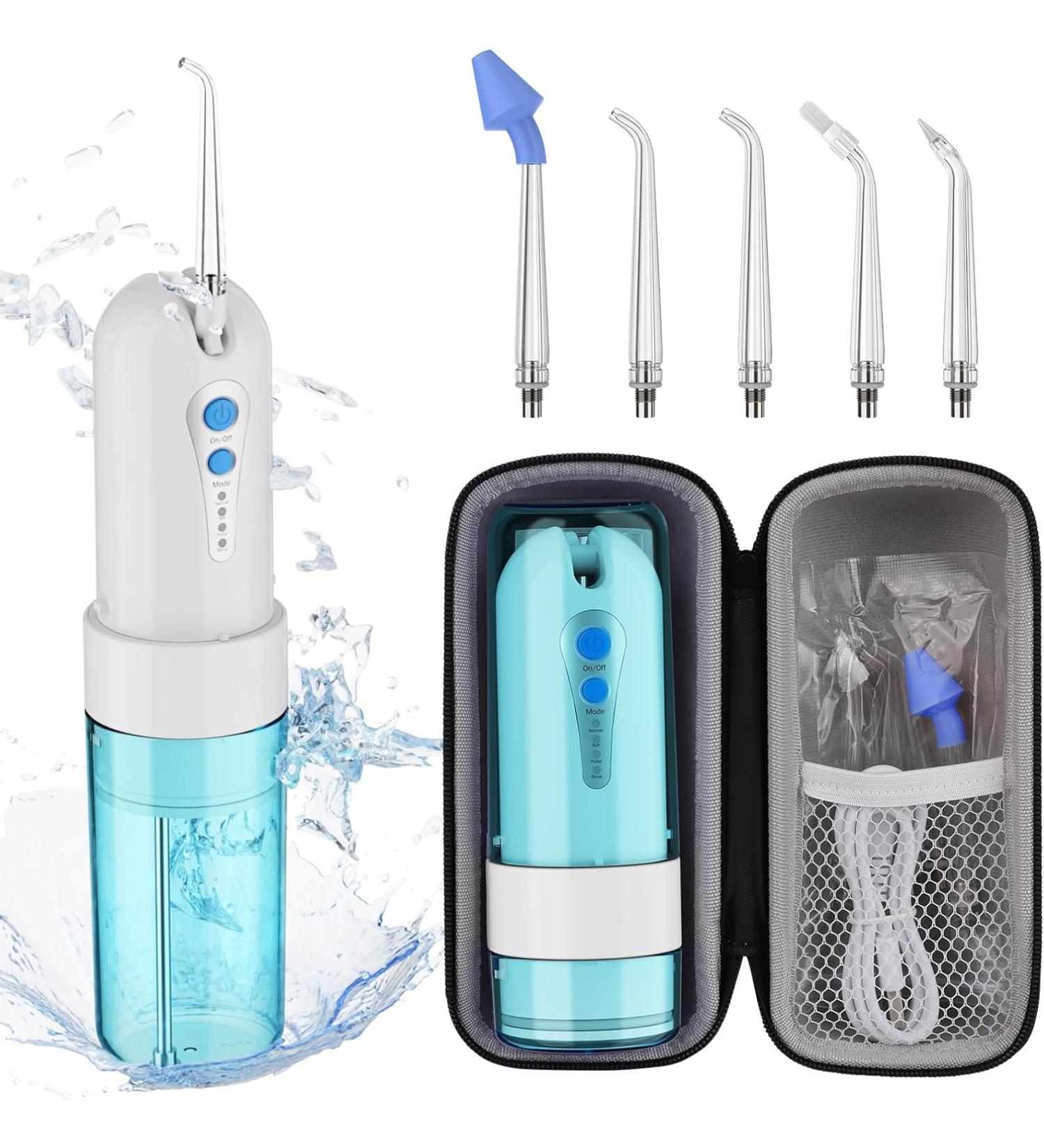 KOOVON Water Flosser Professional Cordless Teeth Cleaner - 4 Modes, Rechargeable Dental Irrigator with 5 Tips, IPX7 Waterproof - Buy Online on GoSupps.com