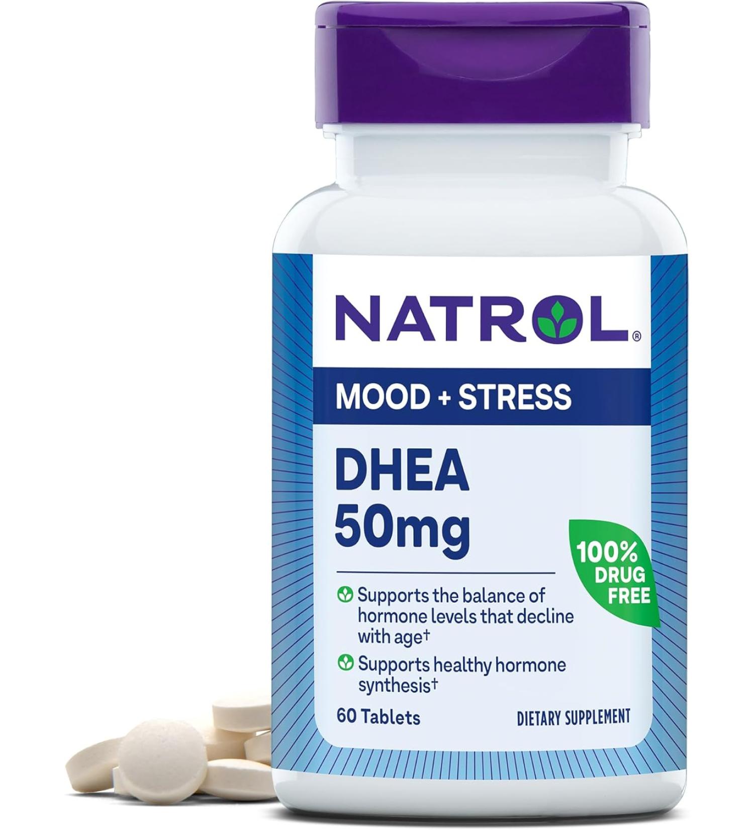 DHEA 50mg Tablets - 60 Count | Natrol | Boost Energy & Vitality - Buy Online on GoSupps.com
