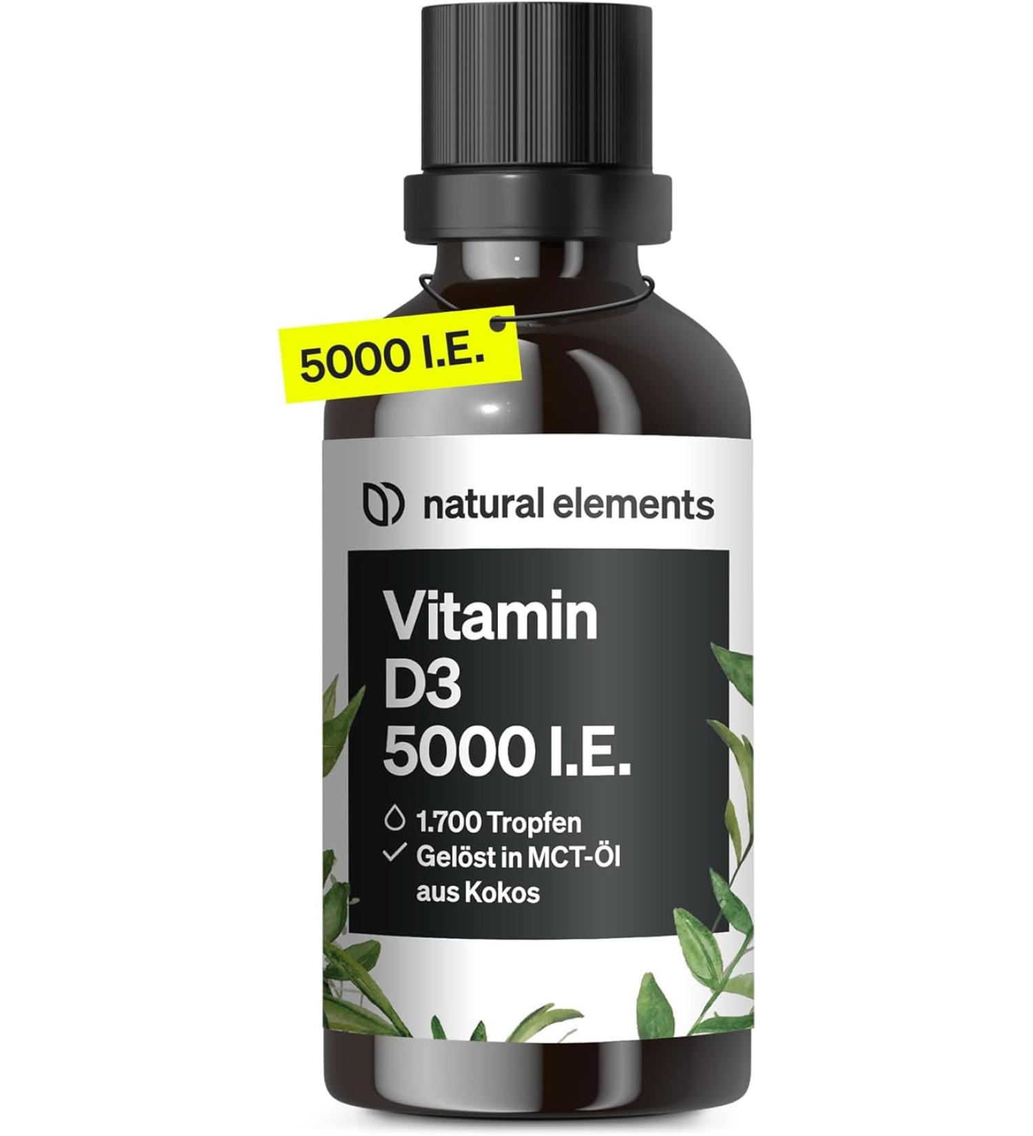 Vitamin D3 Liquid Drops - 5000 IU per Drop - 50ml in MCT Oil - Laboratory Tested - High Dose Vitamin Supplement for Immune Health - Buy Online on GoSupps.com