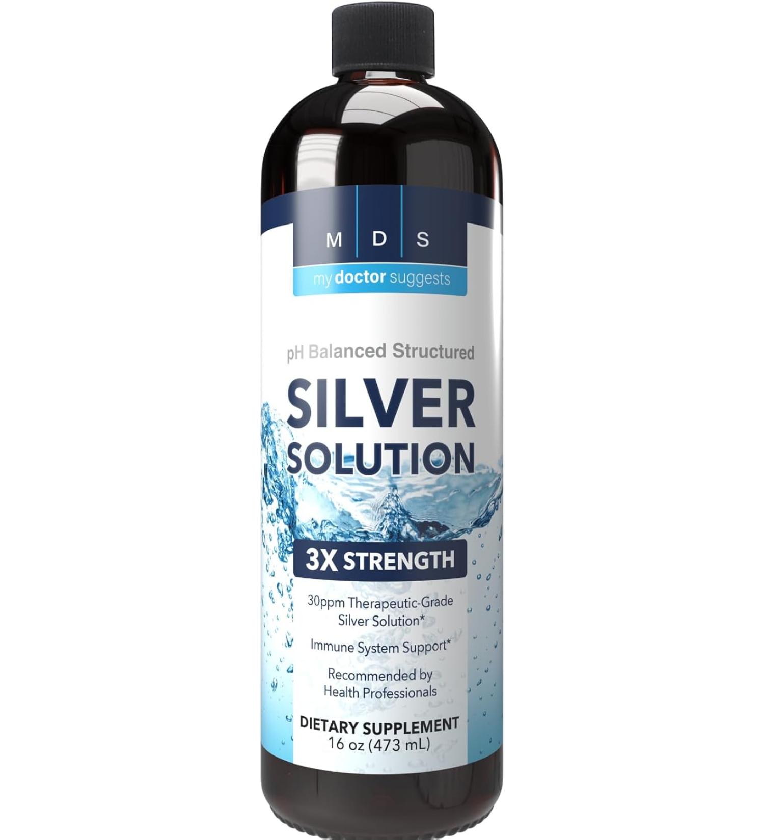 Colloidal Silver Liquid Solution 30ppm - 16 Oz Supplement | Mineral Alkaline Formula - Buy Online on GoSupps.com
