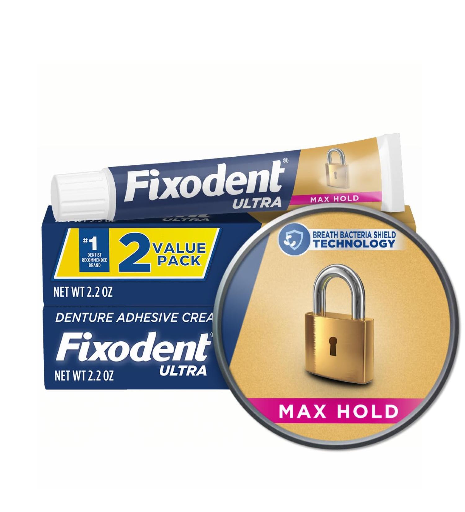 Fixodent Ultra Max Hold Denture Adhesive 2.2 oz - Pack of 2 - Buy Online on GoSupps.com