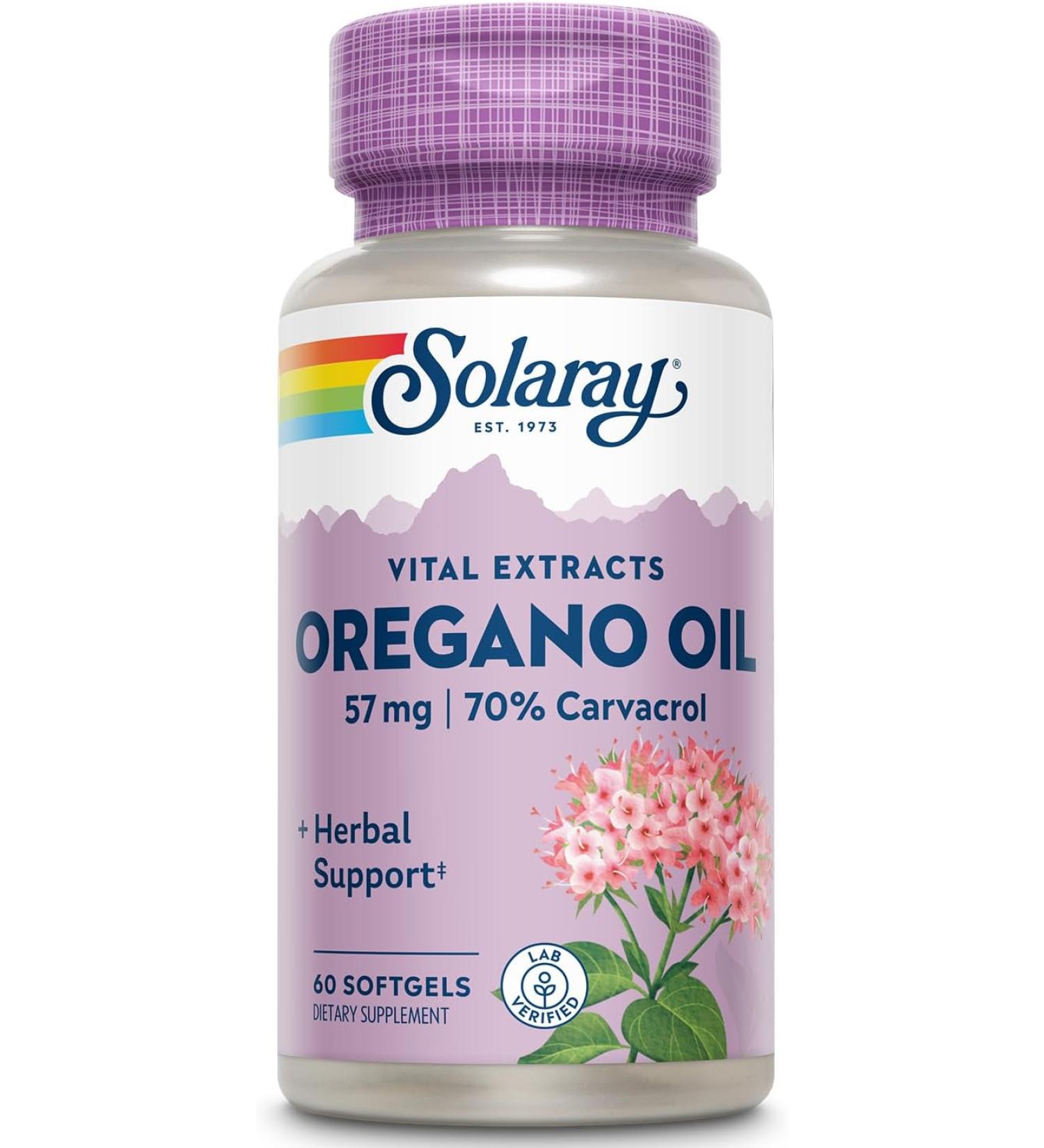 Solaray Oregano Oil 70% Carvacrol - 60 Softgels for Immune Support - Buy Online on GoSupps.com