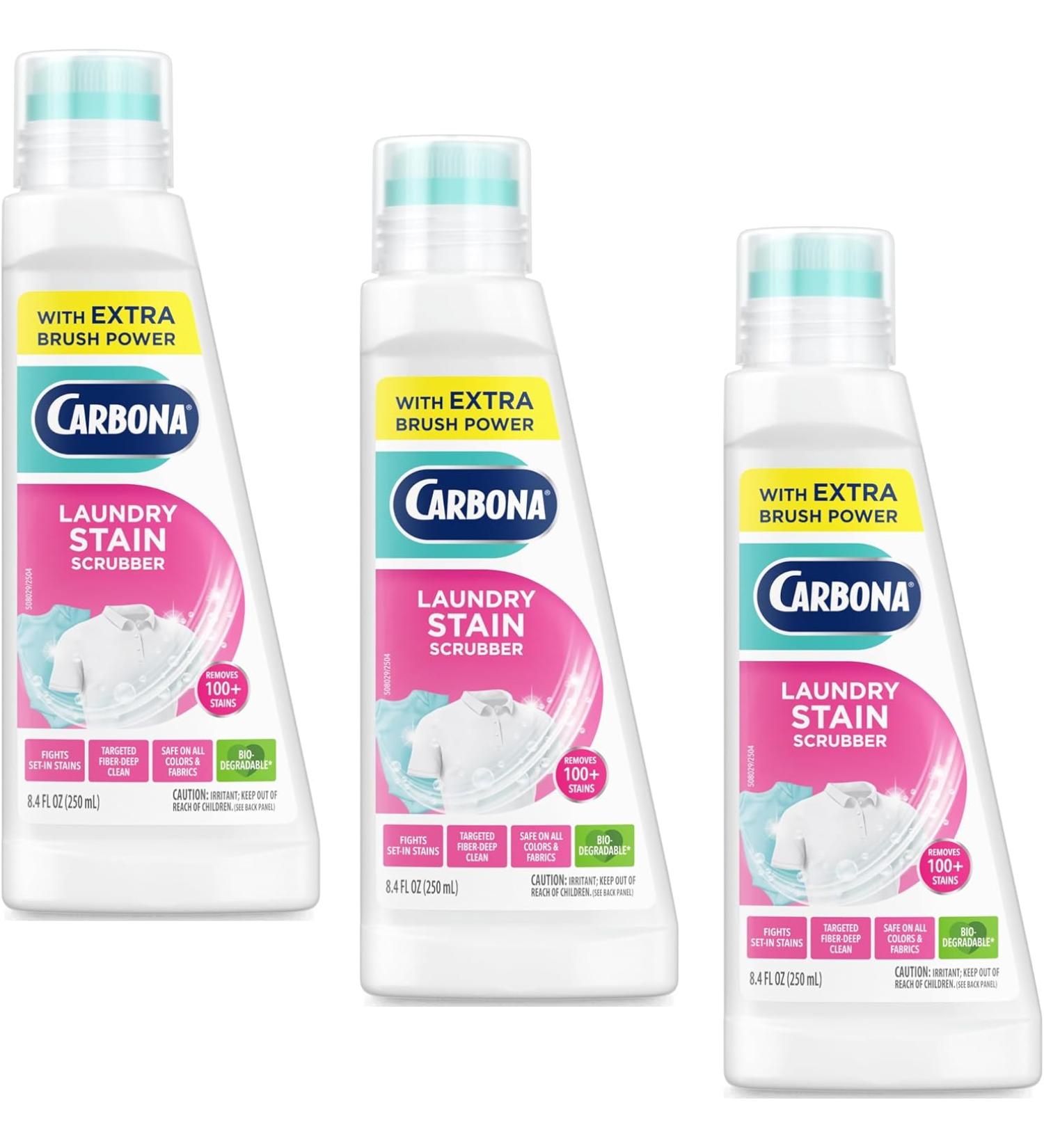 Carbona Laundry Stain Scrubber 3 Pack | Bio-Enzyme Stain Remover | Eliminates Various Food & Baby Stains | 8.4 Fl Oz (Pack of 3) - Buy Online on GoSupps.com