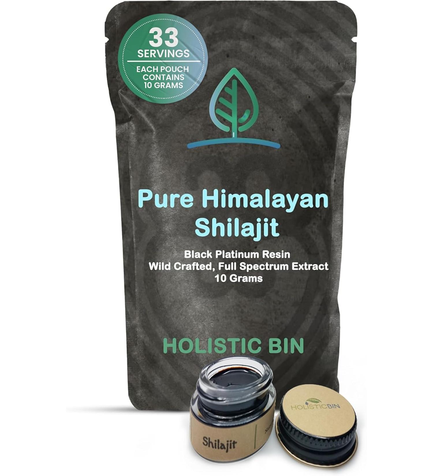Holistic Bin Himalayan Shilajit Resin | Black Platinum | Rich in Fulvic & Humic Acid, Minerals | Easy Mixing | With Spoon - Buy Online on GoSupps.com