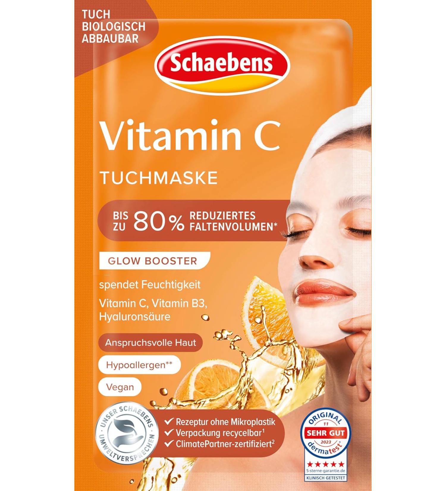 Schaebens Vitamin C Cloth Mask 21g - Hydrating Face Mask for Radiant Skin | International Shipping Available - Buy Online on GoSupps.com