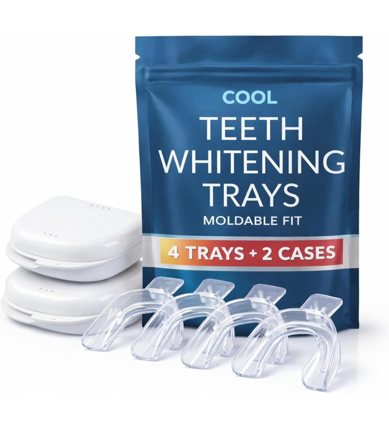 Teeth Whitening Trays | Moldable Mouth Trays for Perfect Fit | 2 Travel Cases Included | Compatible with Opalescence Gel - Buy Online on GoSupps.com