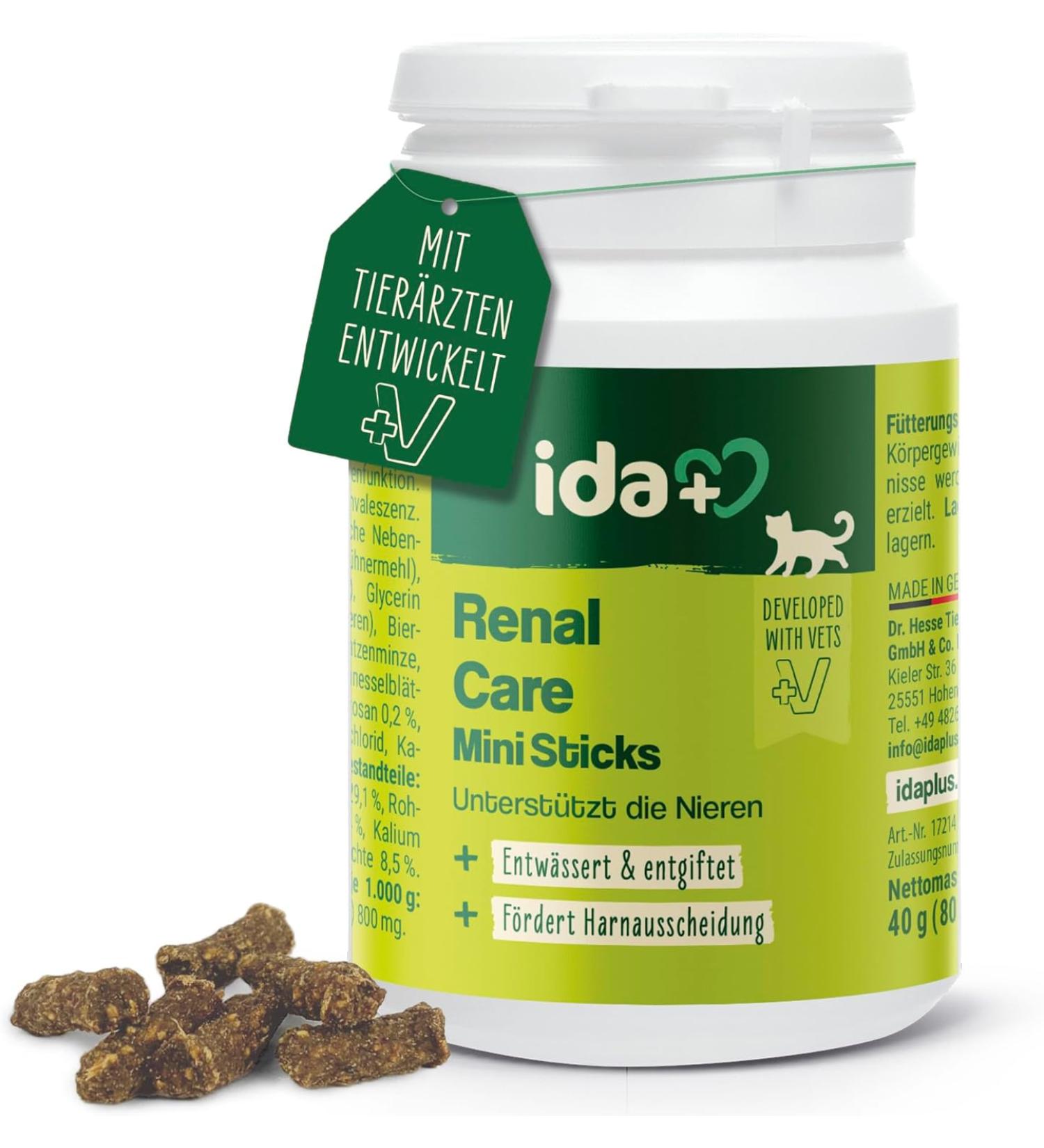 Ida Plus Renal Care Mini Sticks for Cats - Supports Kidney Health & Urine Excretion - 80 pcs - Phosphate & Uremic Toxin Control - Buy Online on GoSupps.com