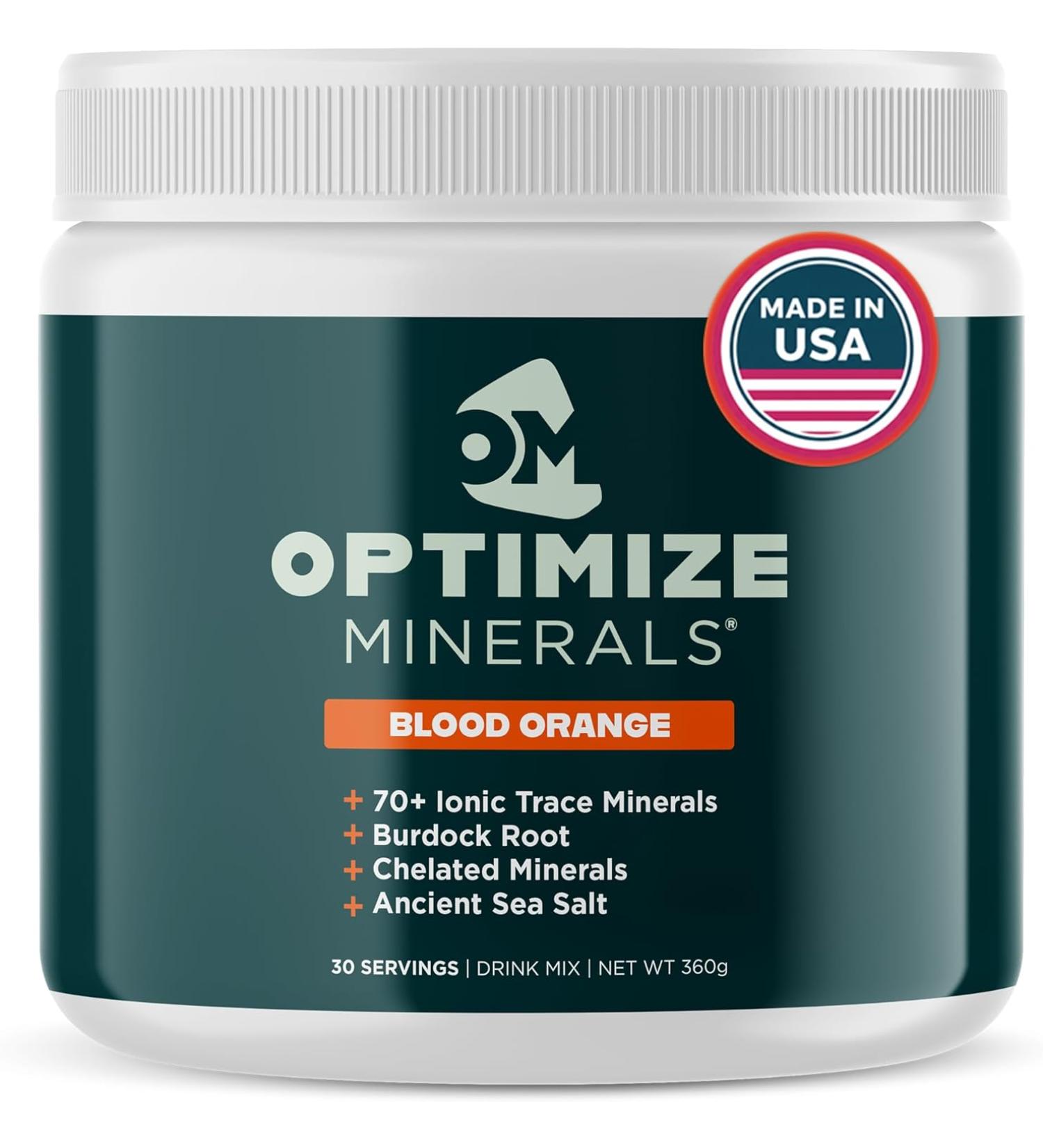 Optimize Minerals Multi Mineral Daily Formula Magnesium, Electrolytes & Trace Mineral Supplement Powder - Gluten Free Vitamins Drink for Optimal Wellness - Blood Orange, 30 Servings - Buy Online on GoSupps.com
