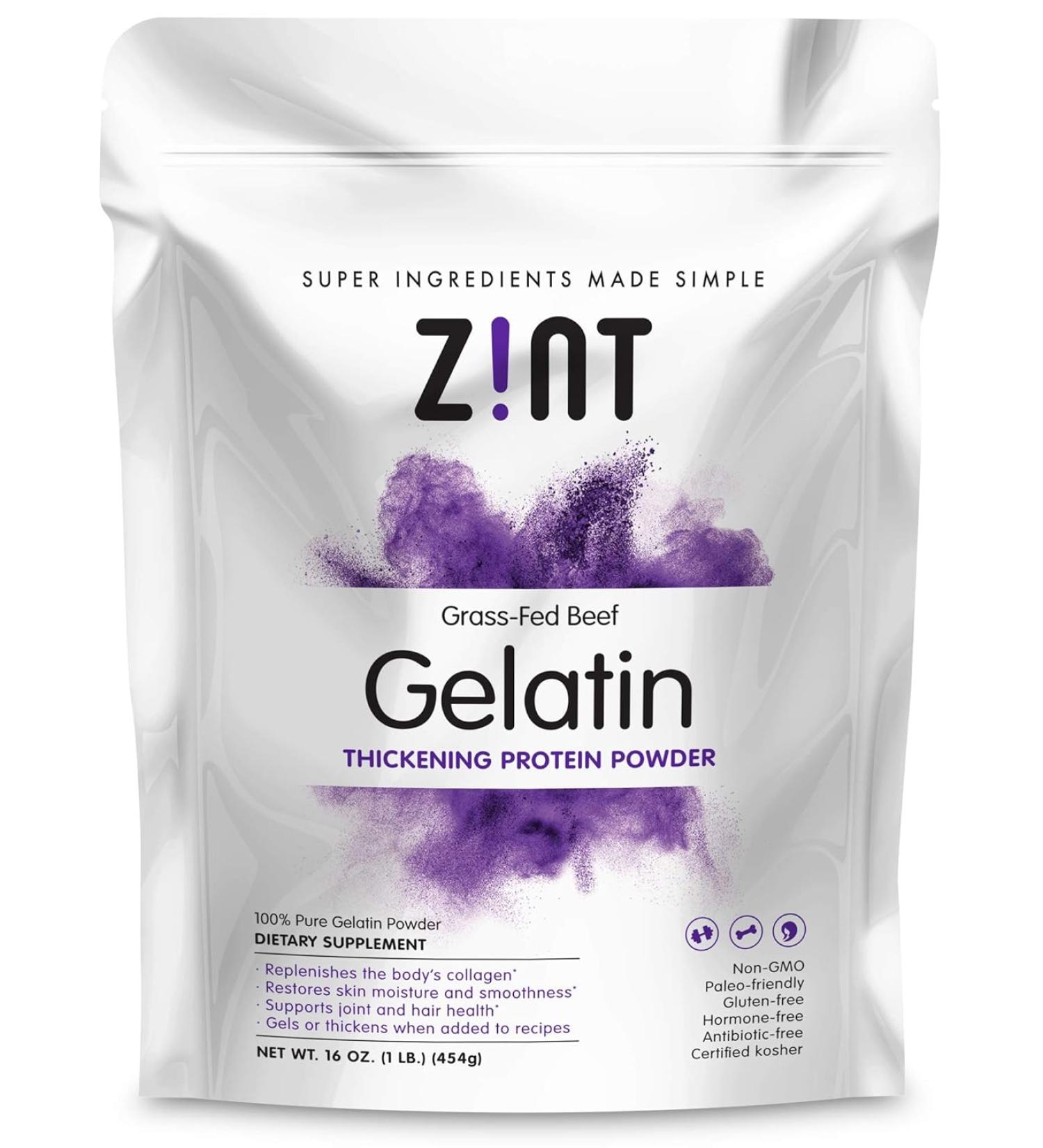 Zint Premium Beef Gelatin Powder - 16 oz Protein Thickener for Recipes - Buy Online on GoSupps.com