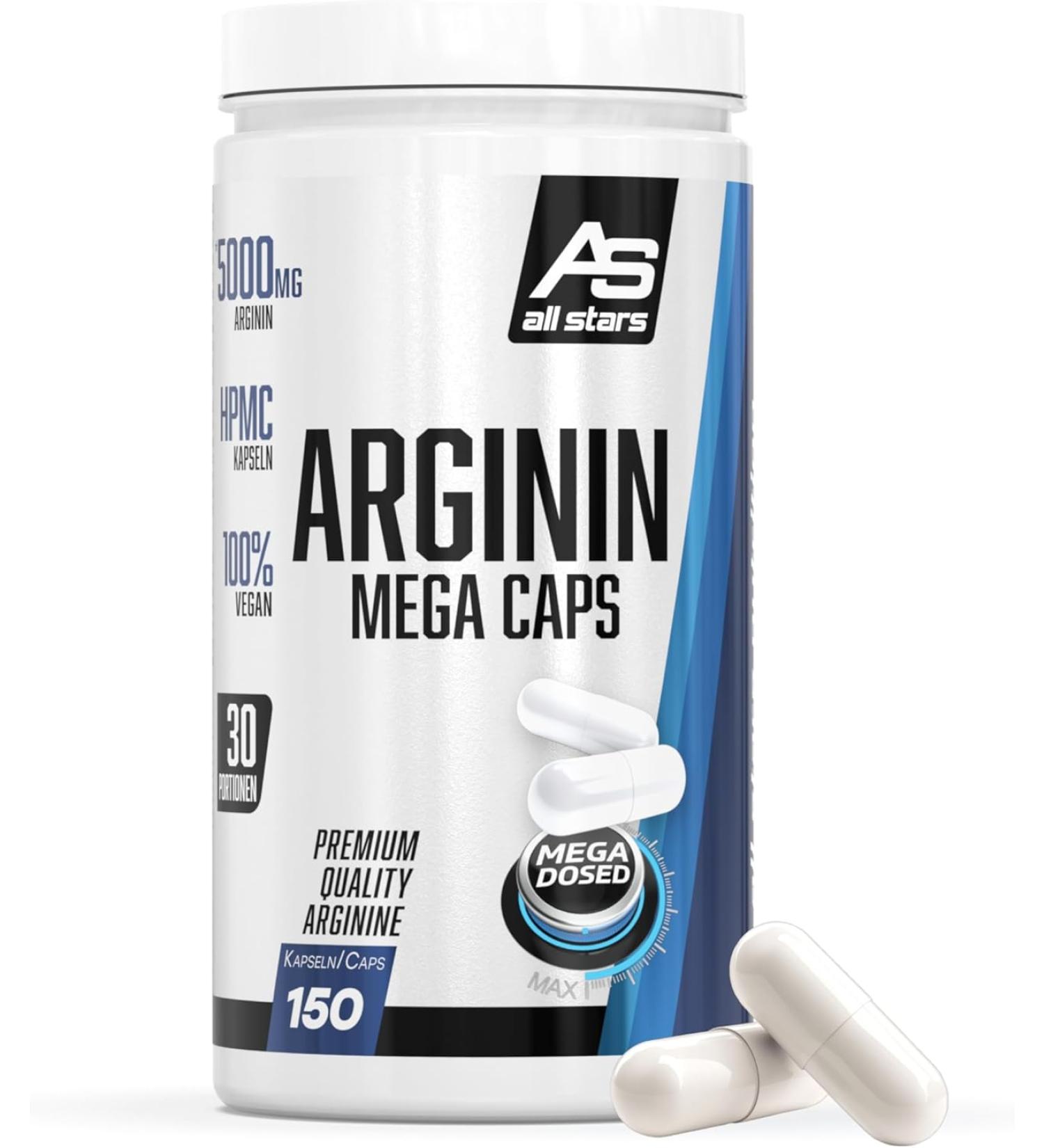 All Stars Arginine Mega Caps - 1395 mg Capsules | 150 Count - Boost Performance & Recovery | International Shipping - Buy Online on GoSupps.com
