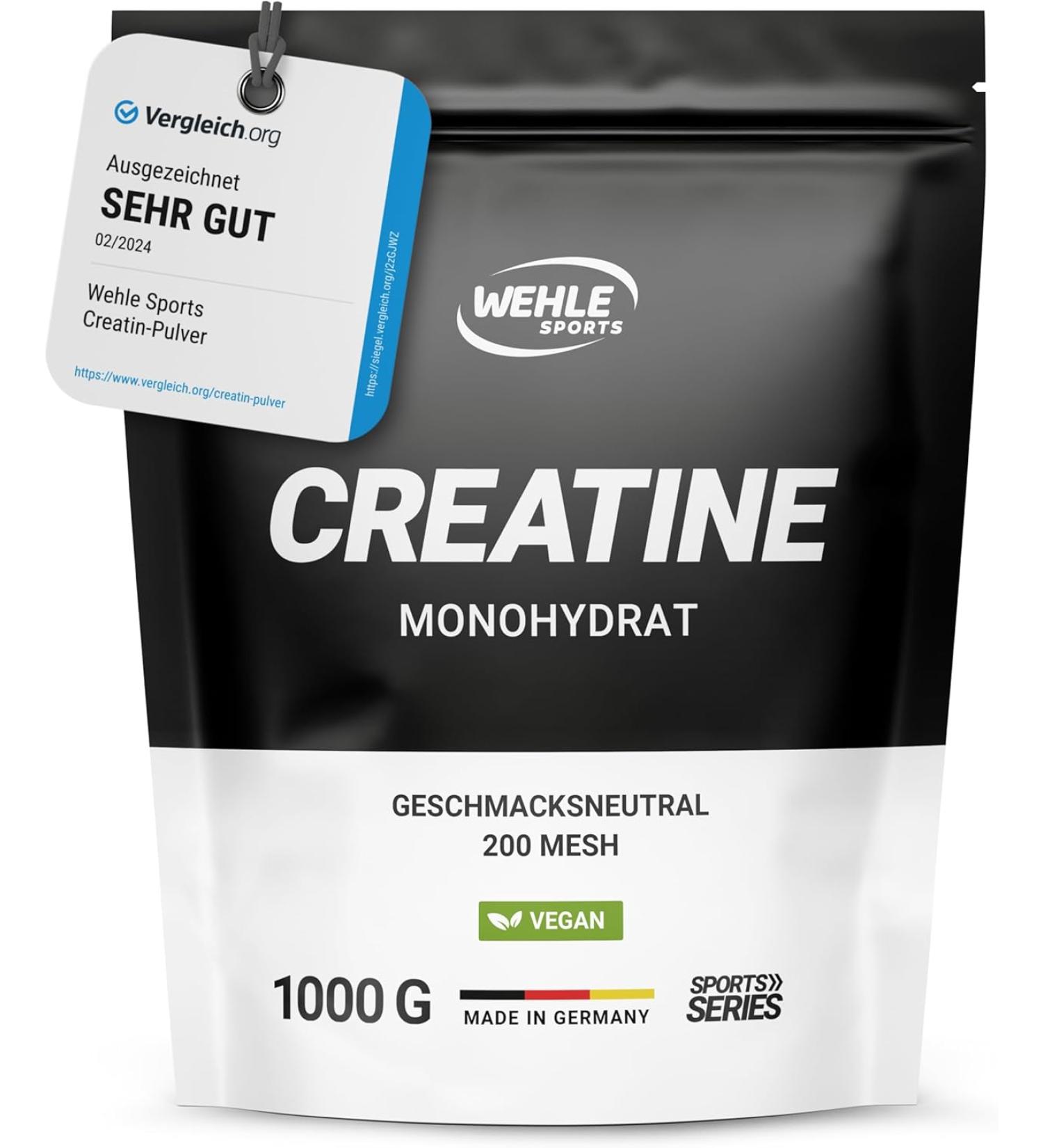 Buy Pure Micronized Creatine Monohydrate 1kg - High Dosage 100% Vegan Powder | Wehle Sports - Buy Online on GoSupps.com