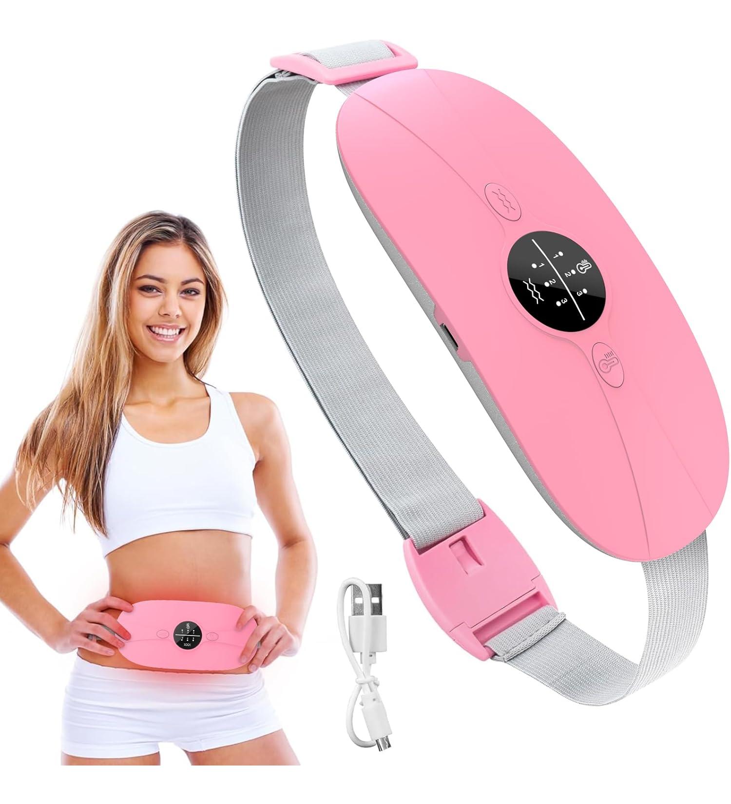 Portable Cordless Electric Waist Belt Device, Fast Heating Pad for Cramps - 3 Heating Levels & 3 Vibration Massage Modes - Menstrual Belly Heating Pad for Women & Girls - Pink - Buy Online on GoSupps.com