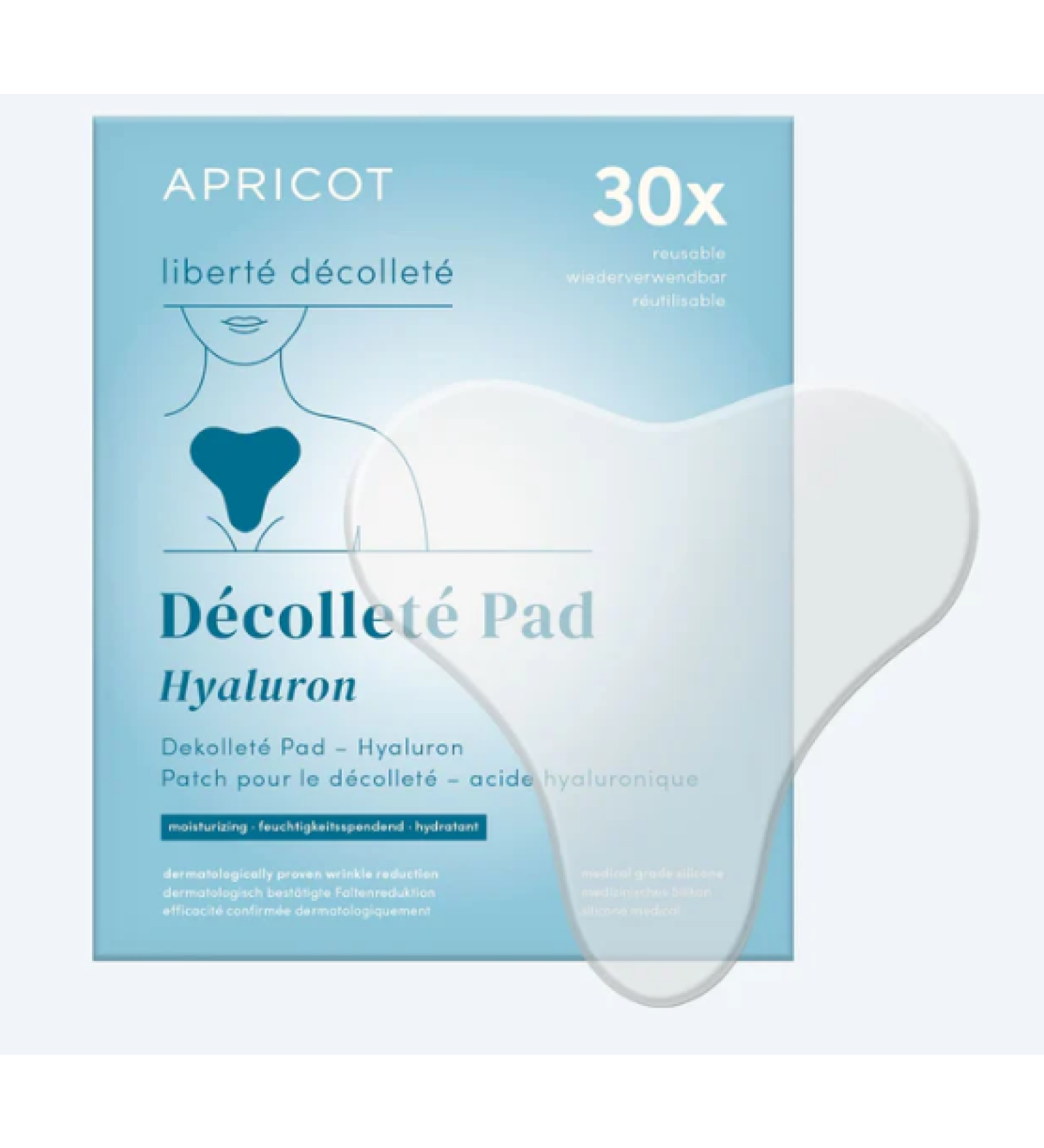 Apricot Beauty Dekoltee Pad with Hyaluronic Acid | Anti-Wrinkle Silicone Patch for Tightening | Libert D collet | Dermatologist Approved | Made in Germany | 30 Applications - Buy Online on GoSupps.com