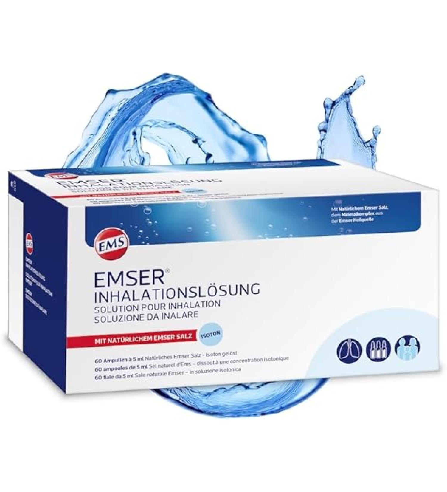 Emser Inhalation Solution - Natural Emser Salt for Respiratory Relief | 60 Ampoules (5ml Each) - Acute & Chronic Inflammation - Buy Online on GoSupps.com