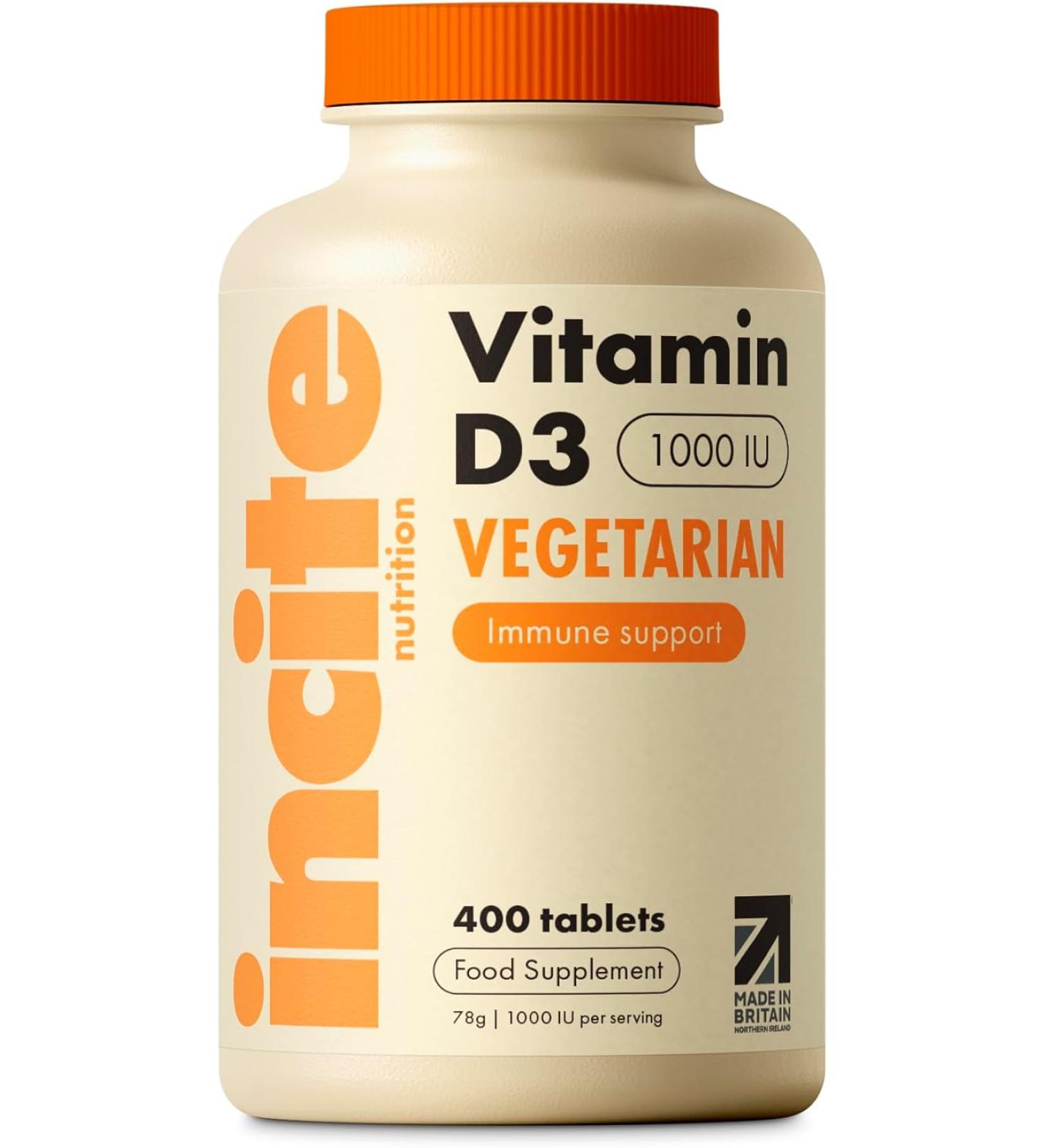 Premium Vitamin D3 1000iu Easy-Swallow Tablets - High Strength Cholecalciferol Supplement - Vegetarian - Made in UK by Incite Nutrition - Buy Online on GoSupps.com