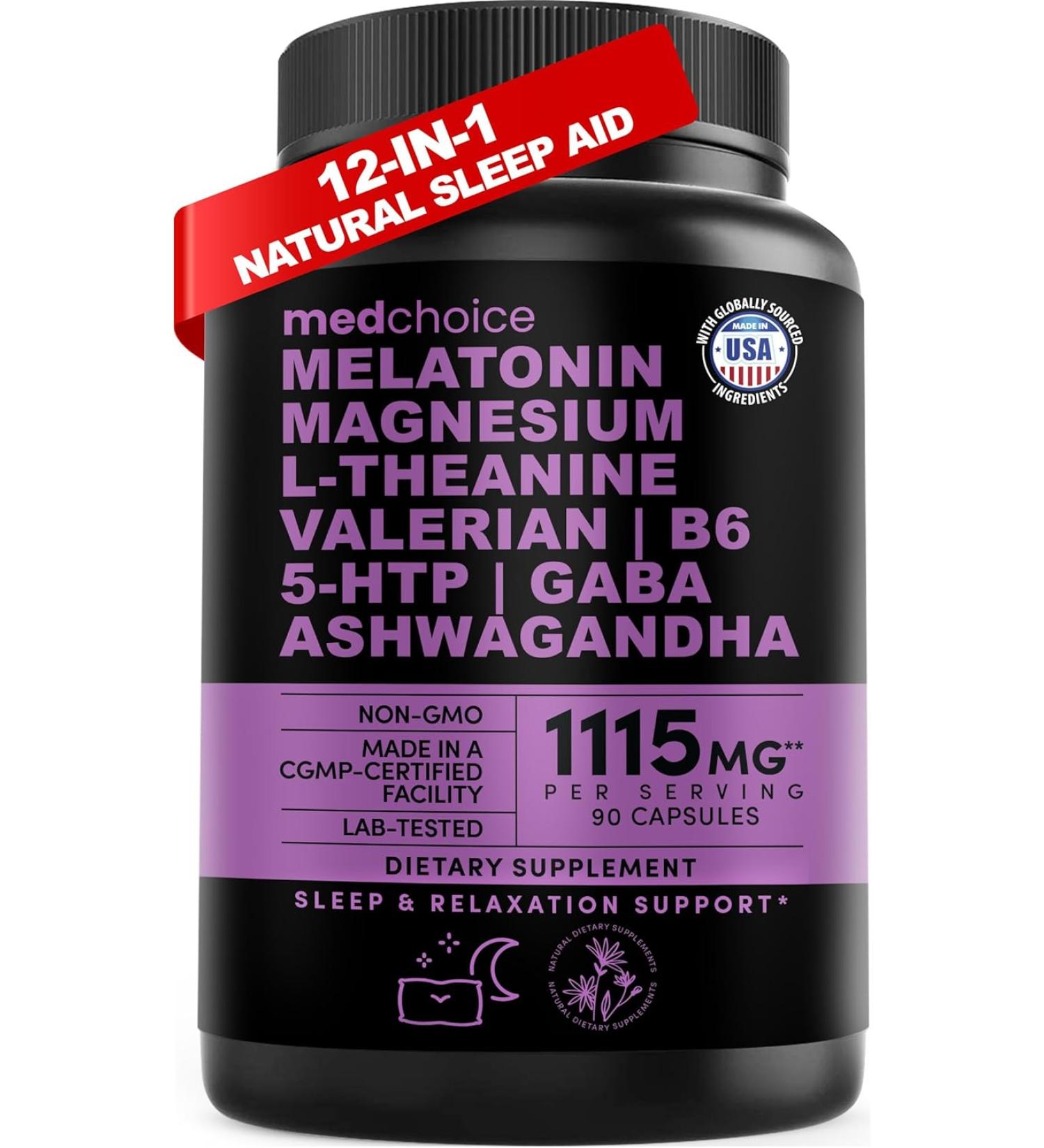 10-in-1 Melatonin Capsules - Natural Sleep Aid with Melatonin, L-Theanine, 5-HTP, GABA, Valerian Root, Chamomile, Vitamin B6, and Magnesium for Sleep Support - Buy Online on GoSupps.com