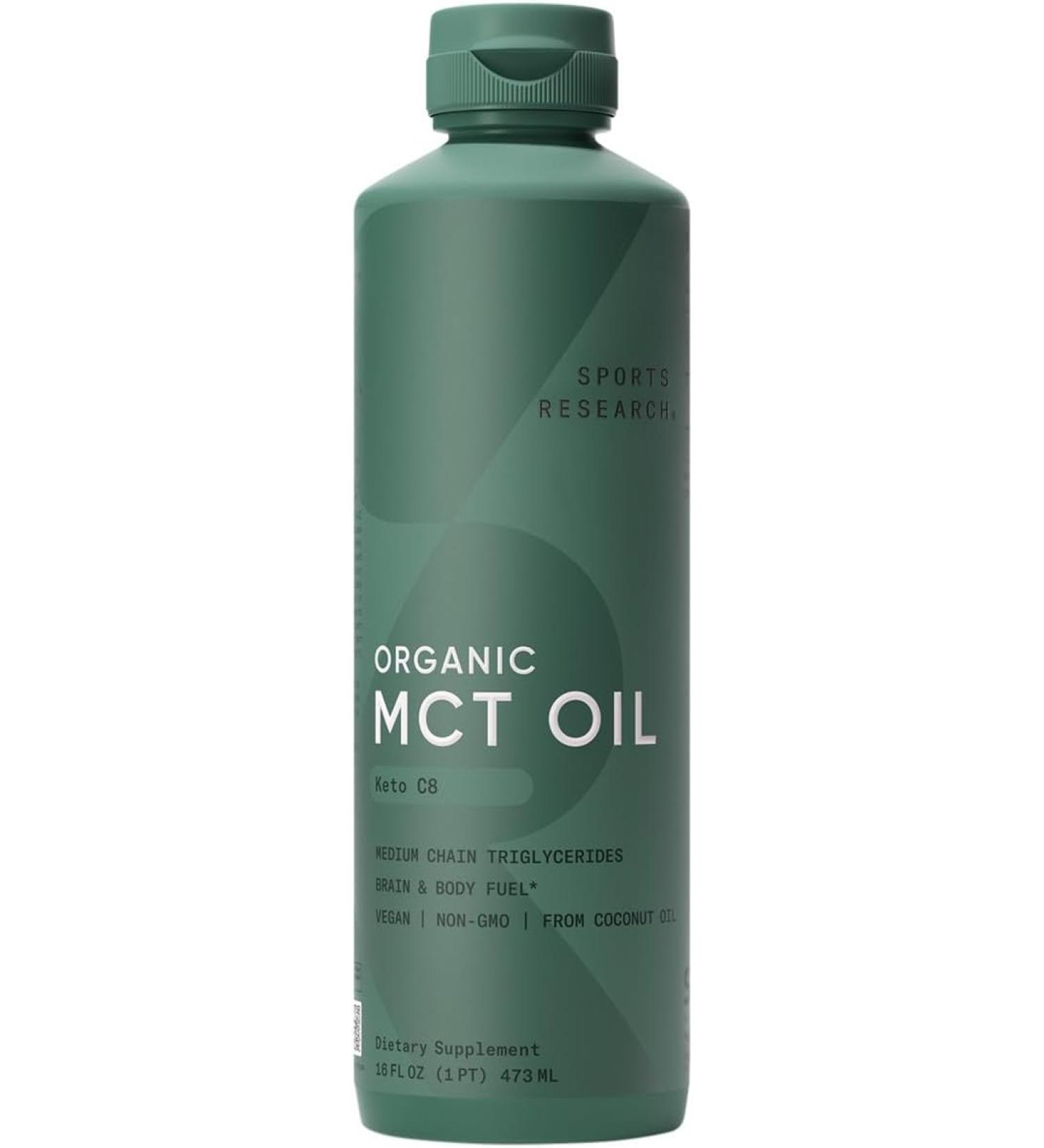 Organic MCT C8 Oil Unflavored - Sports Research 16 fl oz | Boost Energy & Focus - Buy Online on GoSupps.com