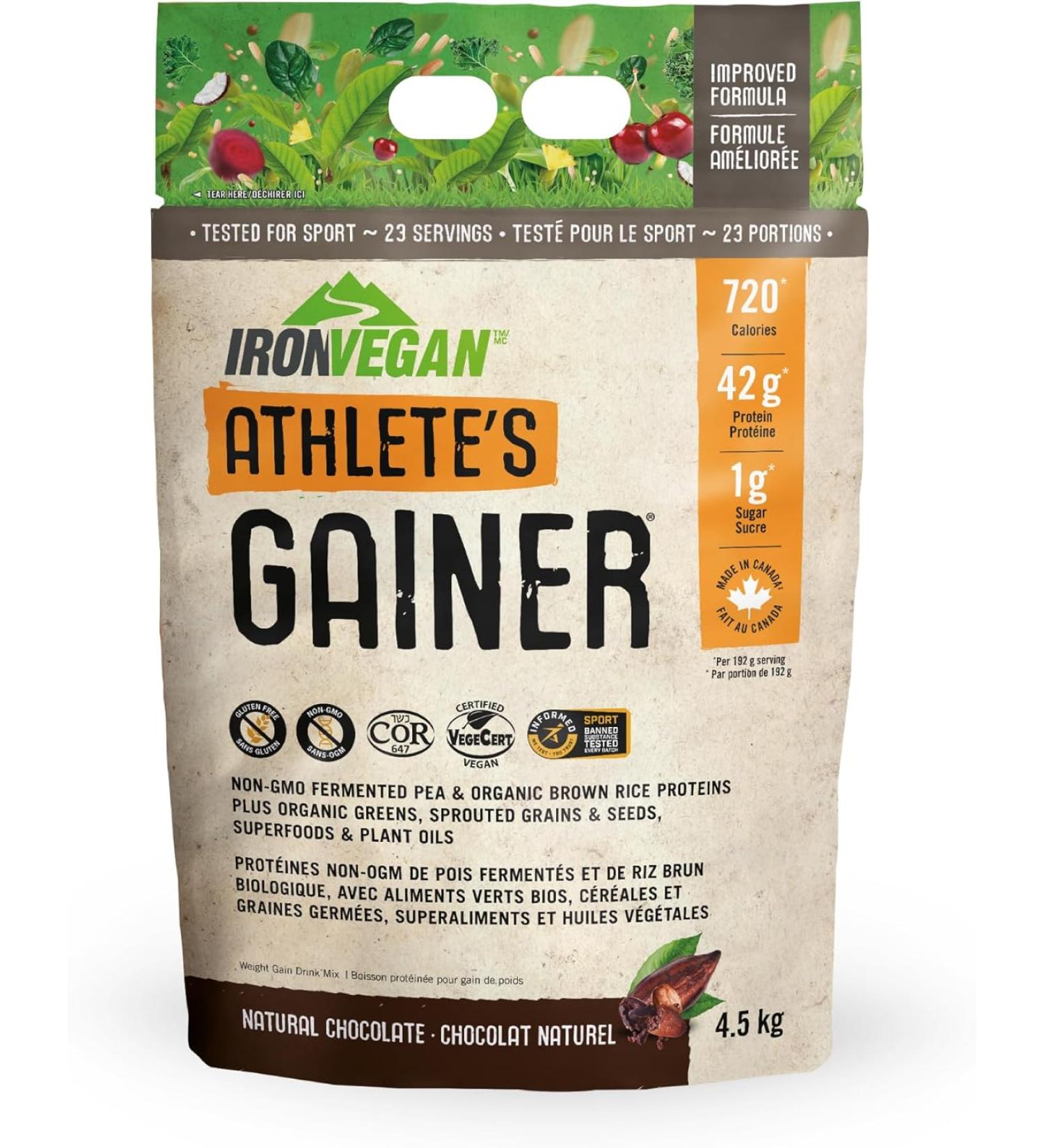 Iron Vegan Athlete's Gainer Chocolate 10 lbs - Plant Based Protein Supplement - Buy Online on GoSupps.com