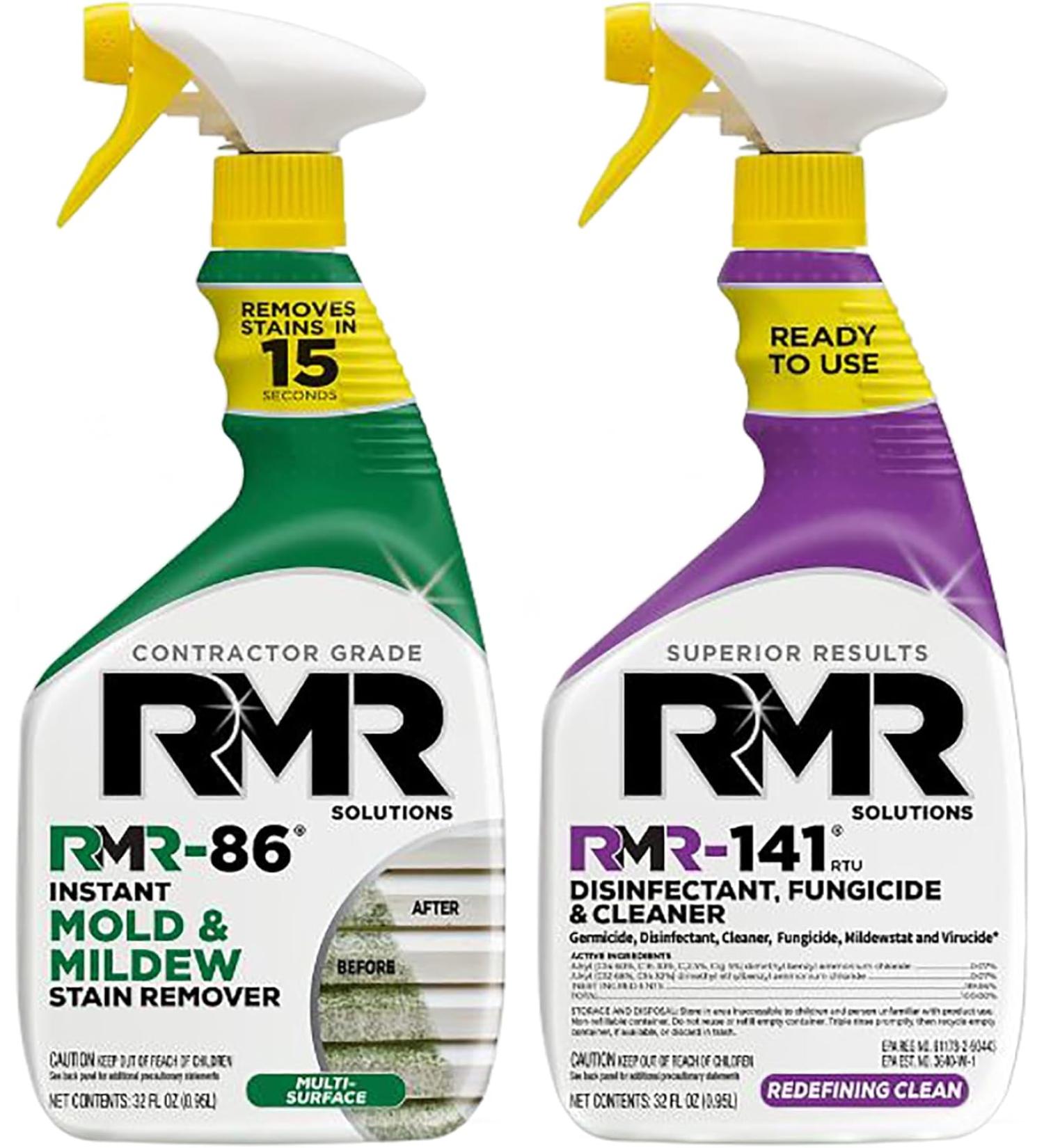 RMR Brands Mold Killer & Stain Remover Bundle - Complete Mold Prevention Kit with Disinfectant Spray - 2 x 32 Ounce Bottles - Buy Online on GoSupps.com