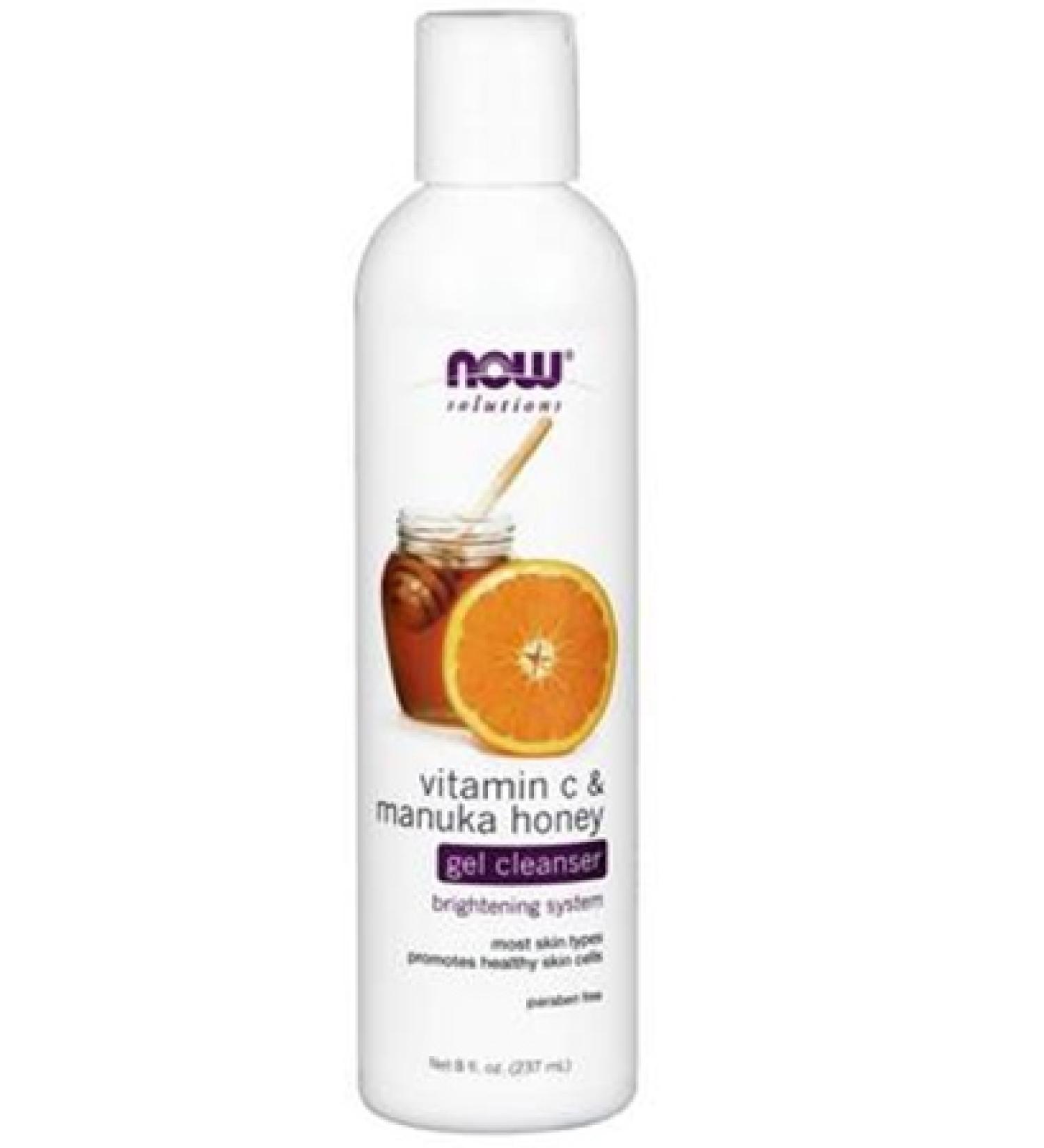 Now Foods Vitamin C & Manuka Honey Gel Cleanser - 8 fl oz | Nourishing & Hydrating Skincare - Buy Online on GoSupps.com