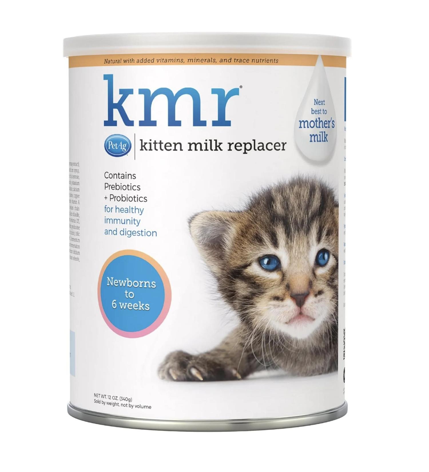 Pet-Ag KMR Kitten Milk Replacer Powder - 12 oz - Powdered Kitten Formula with Prebiotics, Probiotics & Vitamins for Kittens Newborn to Six Weeks Old - Easy to Digest - Buy Online on GoSupps.com