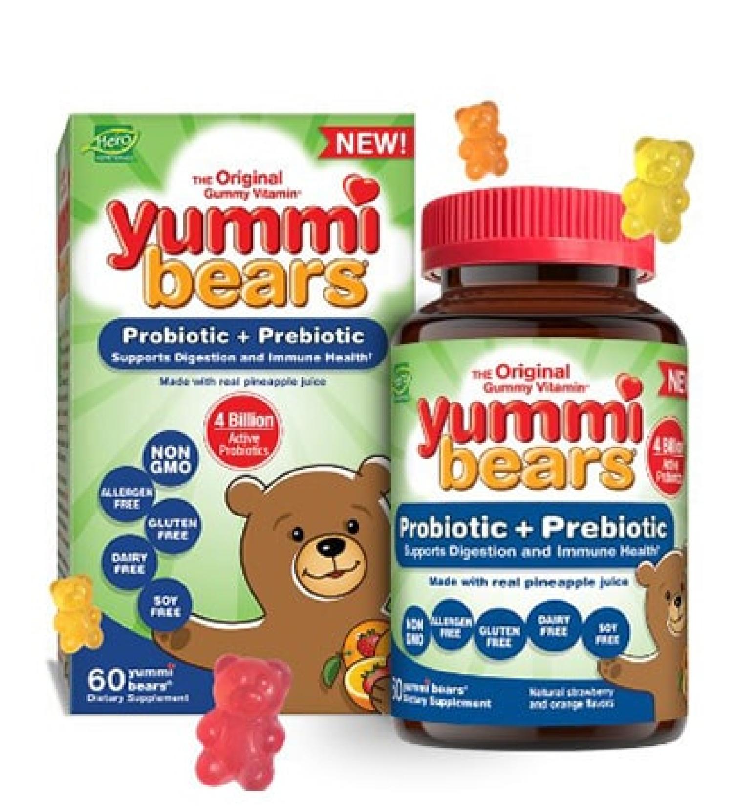 Hero Nutritionals Yummi Bears Probiotic & Prebiotic - 60 Gummies for Digestive Health - Buy Online on GoSupps.com
