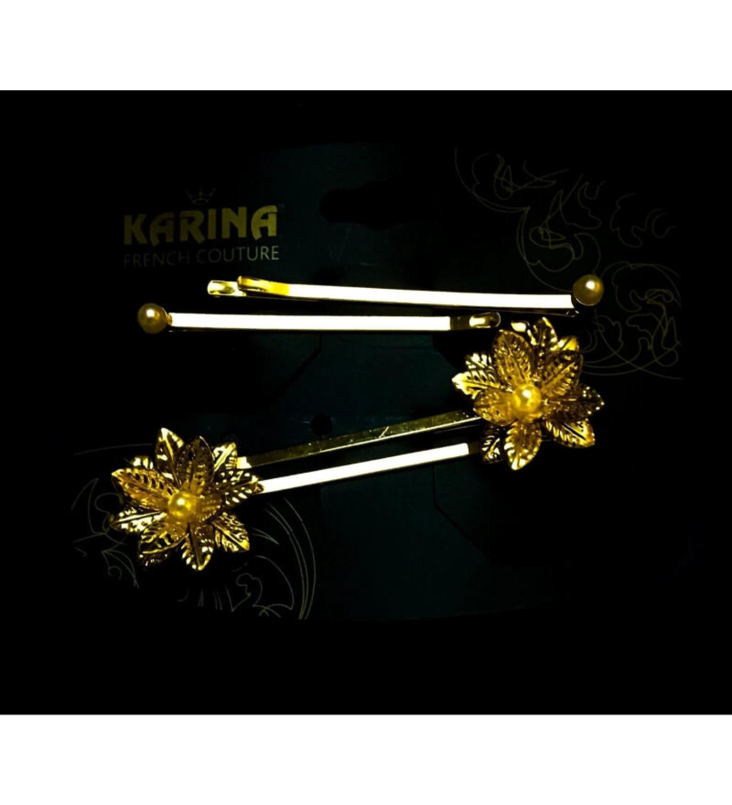 Women's Karina Hairpin Hair Clip 3D - Golden Flower - Pack of 2