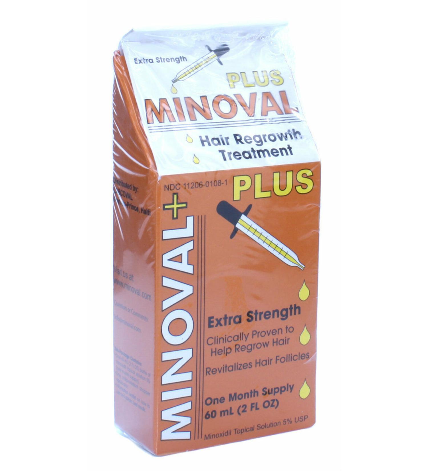Minoval Pus Hair Regrowth Treatment - Minoxidil 5% Extra Strength Dropper - 2 Oz
