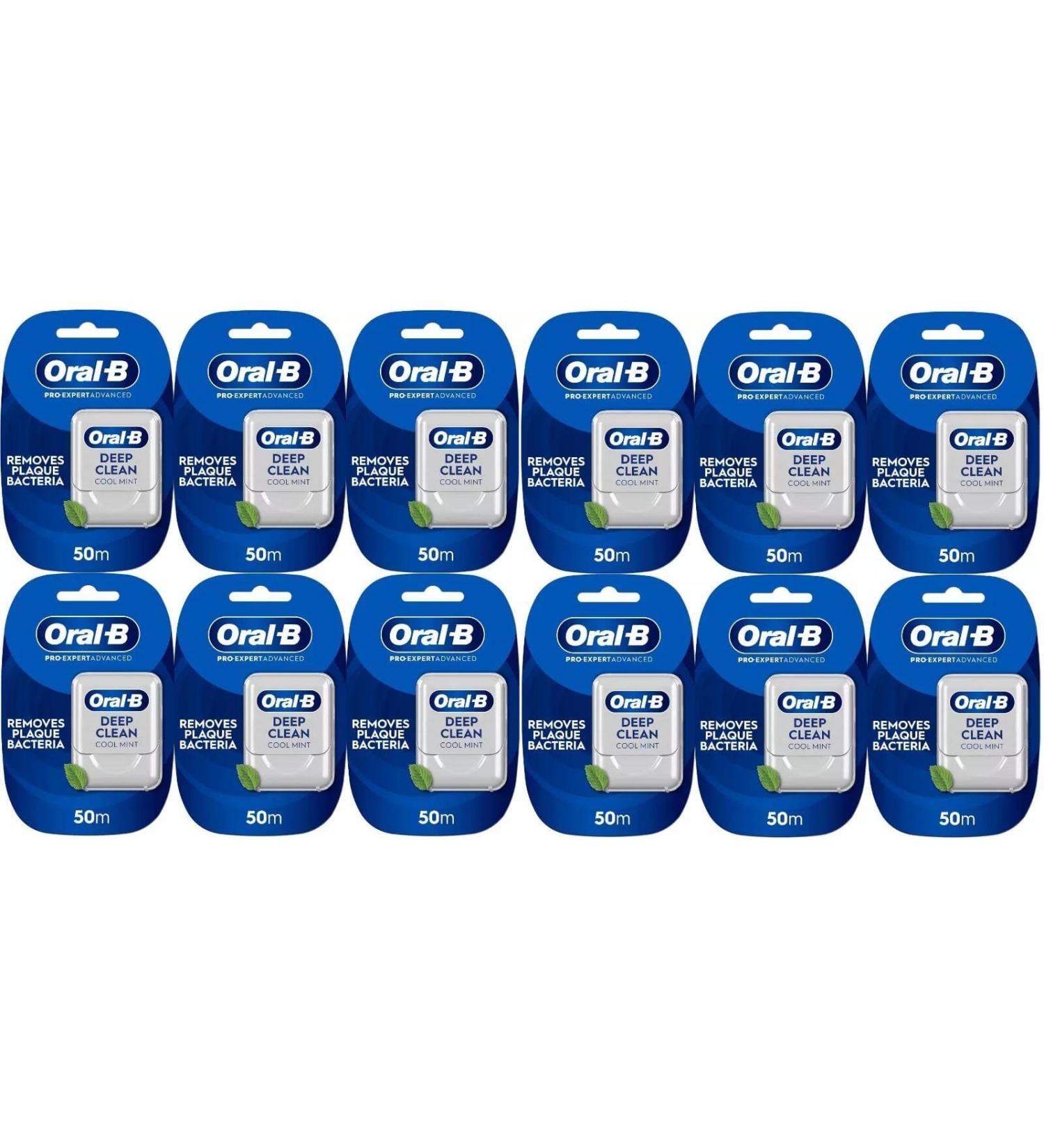 Oral-B Pro-Expert Advanced Deep Clean Cool Mint Waxed Floss Tape 50m - PAck Of 12 - Buy Online on GoSupps.com