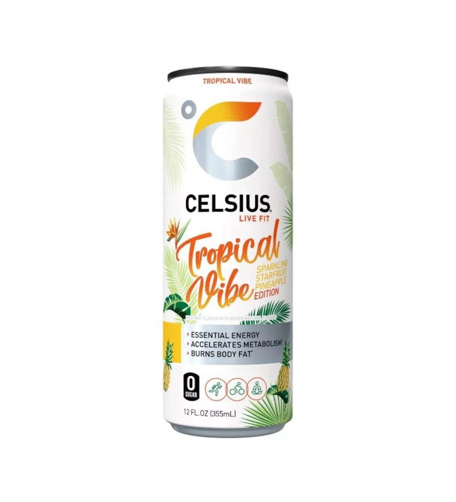 Celsius Celsius Live Fit Spark Tropical Vibe Starfruit Pineapple Energy 1 Can - 12 Fl Oz - Buy Online on GoSupps.com
