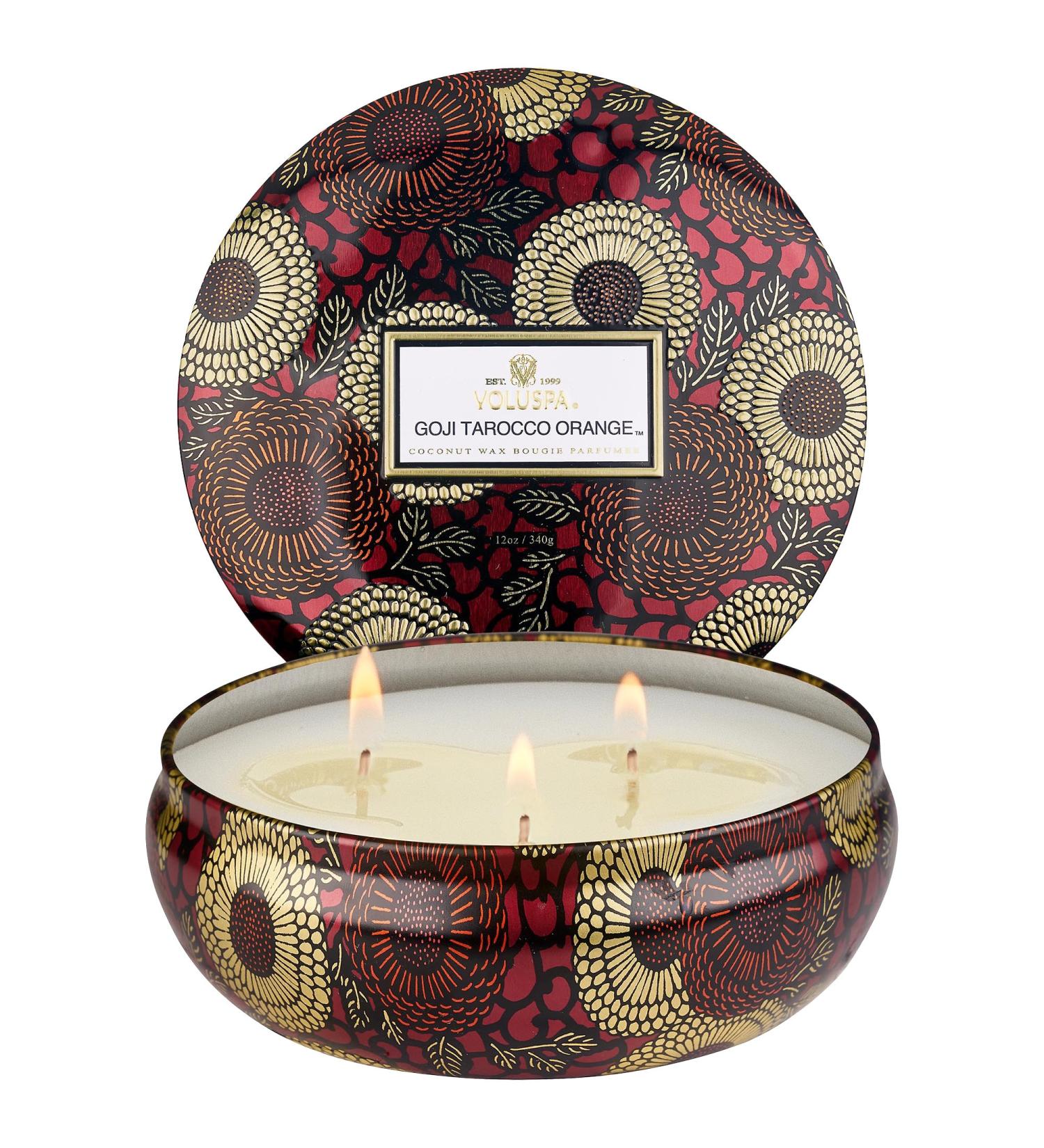 Shop VOLUSPA Goji & Tarocco Orange Decorative Tin Candle - 12 oz/ 340 g Online - Best Price & International Shipping - Buy Online on GoSupps.com