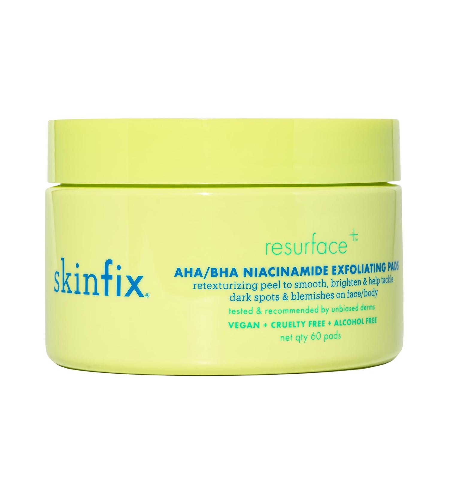 Shop Skinfix Resurface+ AHA/BHA Niacinamide Exfoliating Pads for Face and Targeted Body - 60 pads Online - Best Price & International Shipping - Buy Online on GoSupps.com