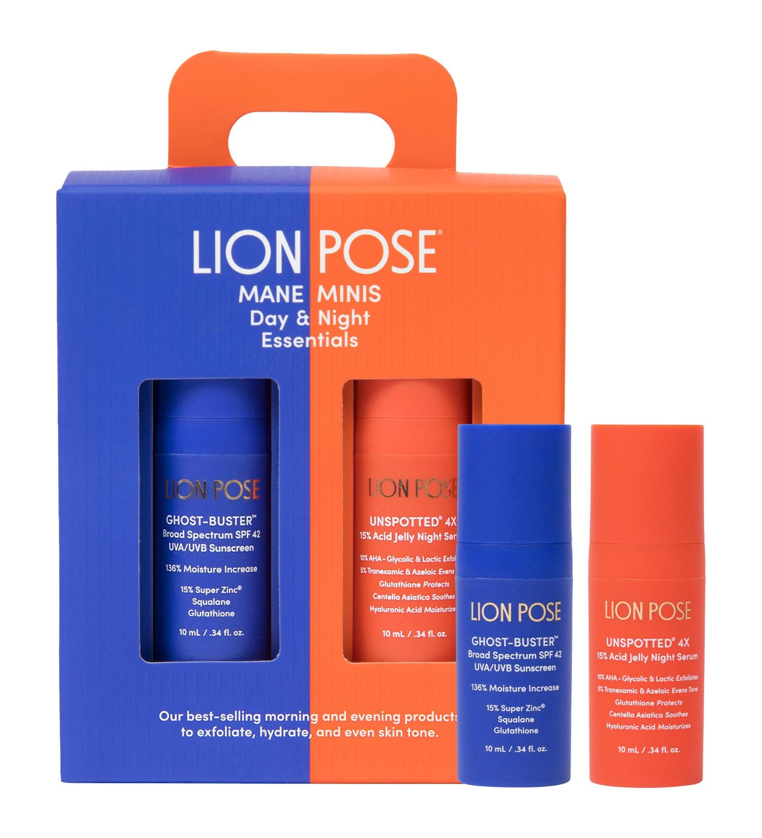 Shop Lion Pose Mane Mini Day & Night Set with SPF & AHA Online - Best Price & International Shipping - Buy Online on GoSupps.com