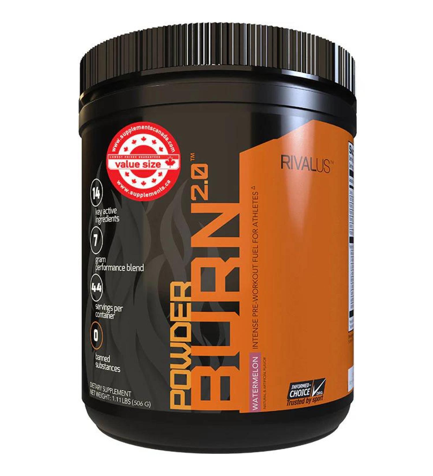 Rivalus Powder Burn 2.0 44 Servings - Watermelon - Buy Online on GoSupps.com