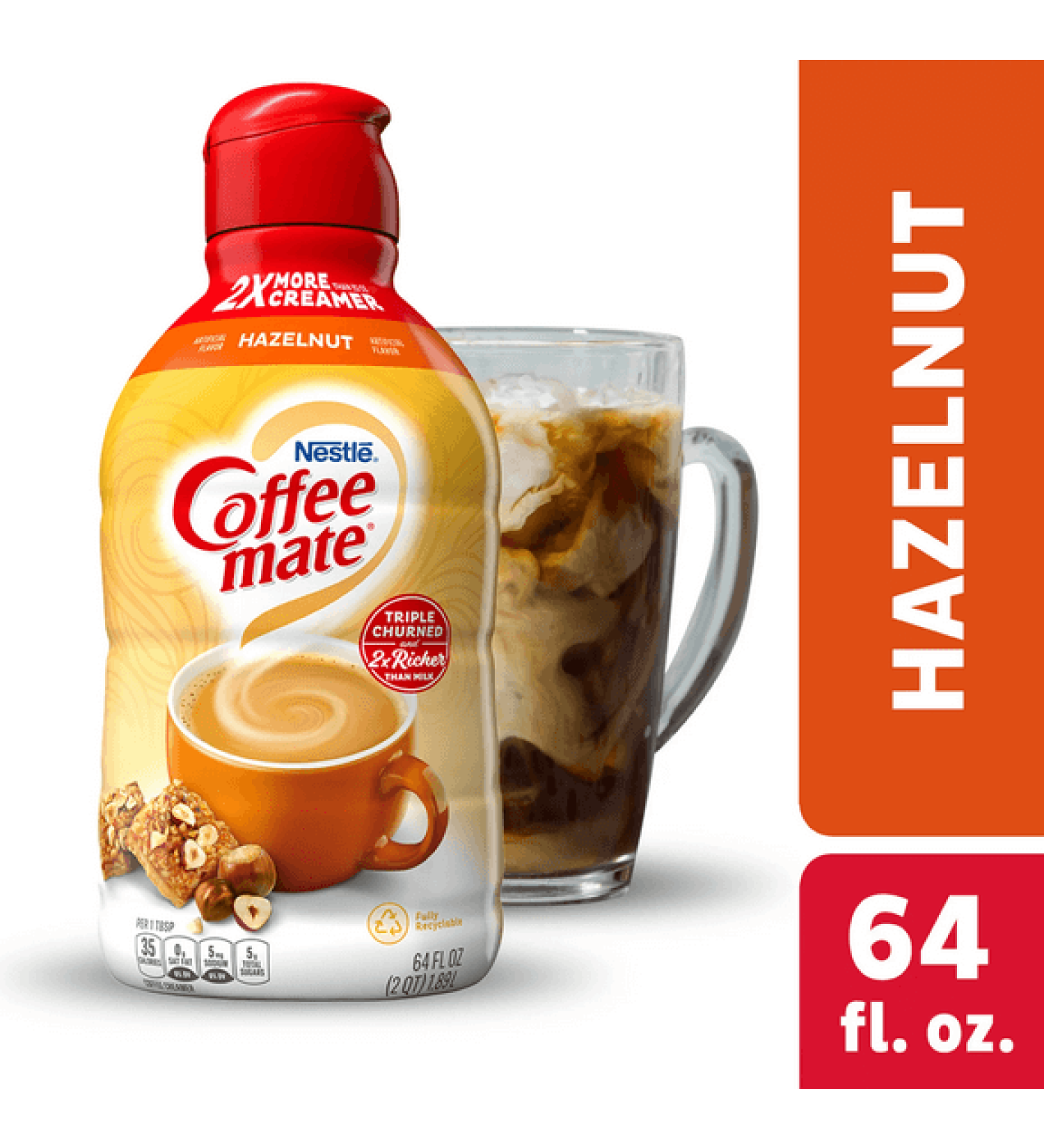 Nestle Coffee Mate Hazelnut Liquid Coffee Creamer 64 Oz - Rich and Creamy Flavor - Buy Online on GoSupps.com