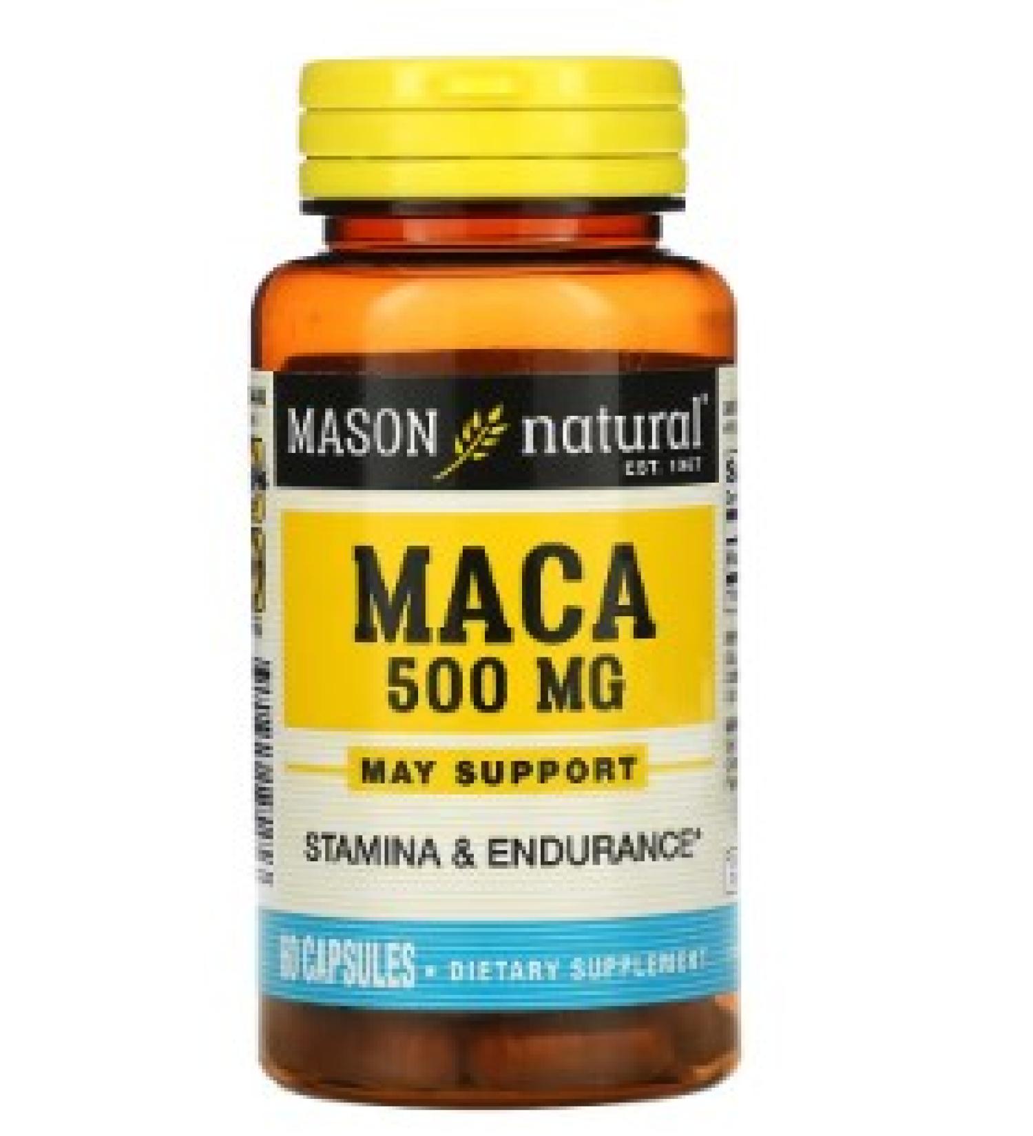 Mason Natural Maca 500 mg - 60 Capsules for Energy & Vitality | Natural Supplement - Buy Online on GoSupps.com