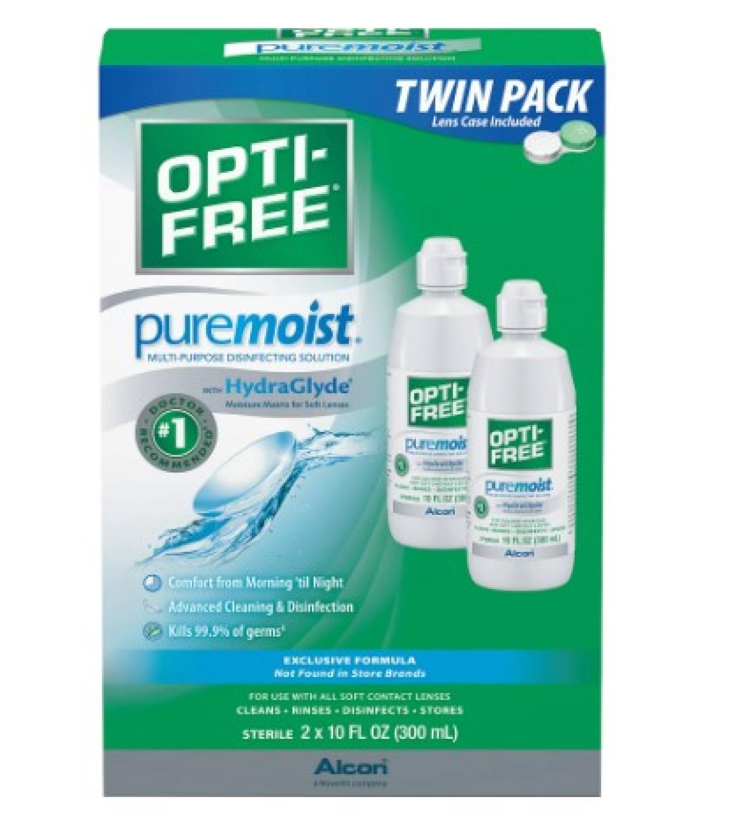 Opti-Free Puremoist Contact Lens Solution Twin Pack - Multi-purpose Cleaning Solution - Buy Online on GoSupps.com