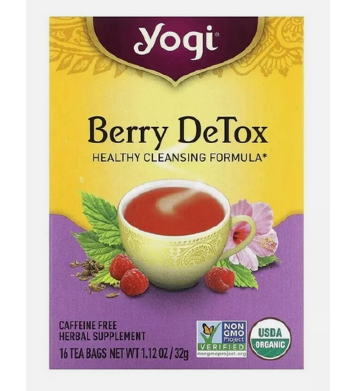 Yogi Tea Berry Detox - Caffeine Free, 16 Tea Bags (1.12 oz) | Cleanse & Refresh - Buy Online on GoSupps.com