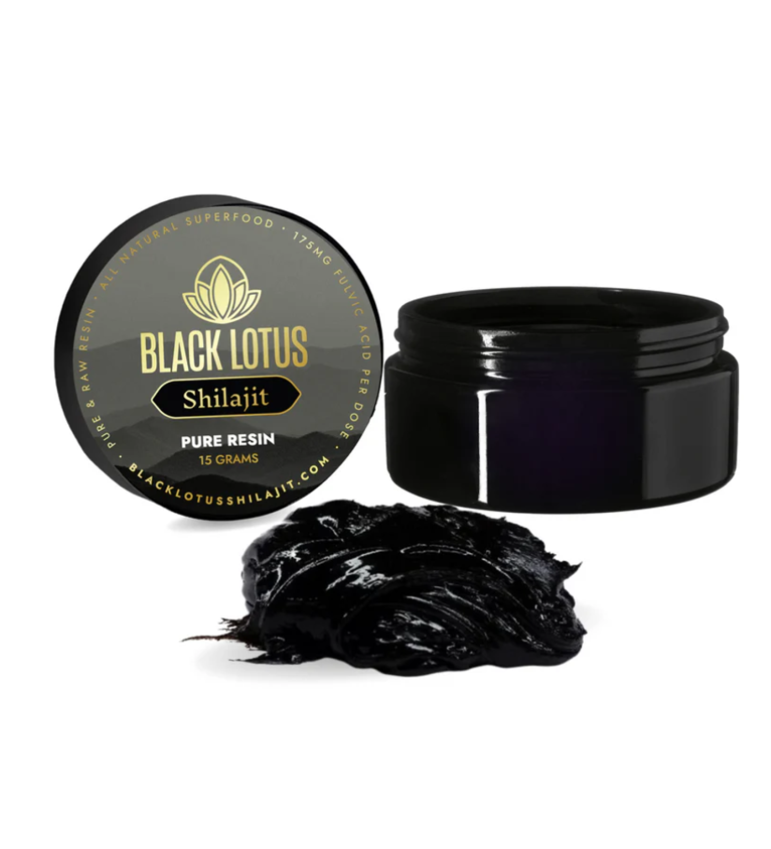 Black Lotus Shilajit Resin 15g - Raw Fulvic Acid Complex from Siberian Mountains - 85 Minerals for Energy, Focus & Immune Support - Buy Online on GoSupps.com
