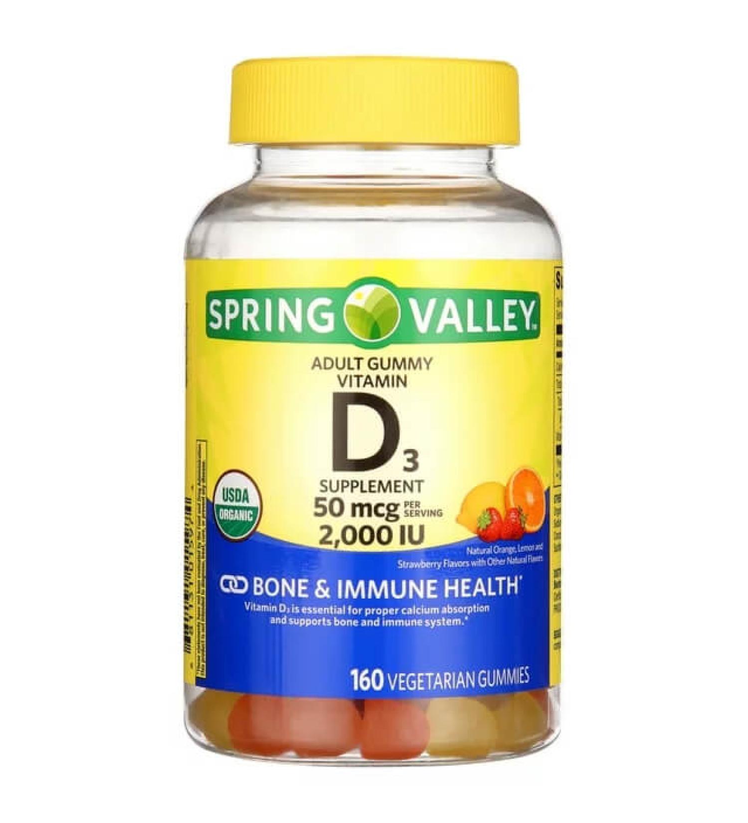 Spring Valley Organic Vitamin D3 Vegetarian Gummies 50mcg - 160 Count | Assorted Fruits - Buy Online on GoSupps.com