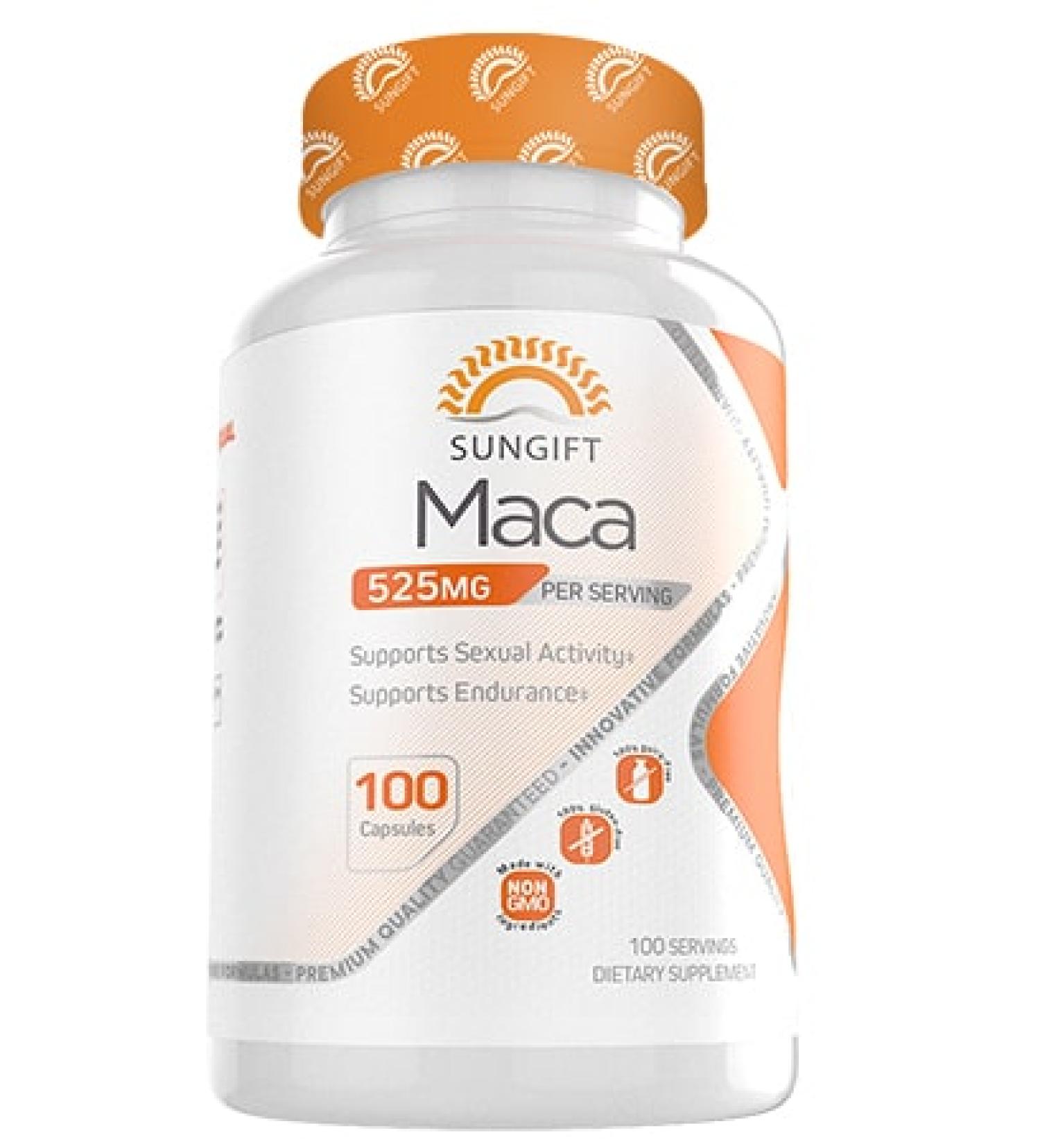 Sungift Maca 525mg Capsules - 100 Count | Boost Energy & Endurance - Buy Online on GoSupps.com
