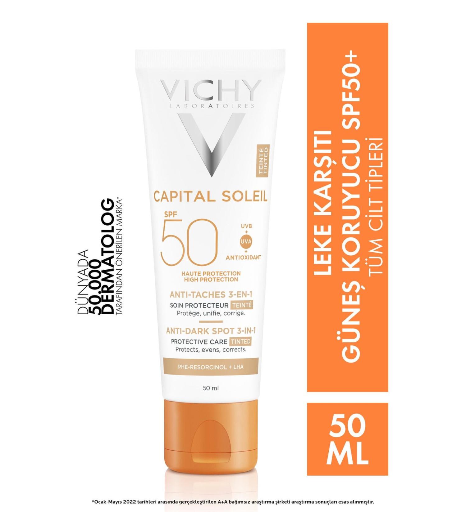 Vichy Ultra High Protection Anti-Spot Tinted Sunscreen Face Cream 50ml - Buy Online on GoSupps.com
