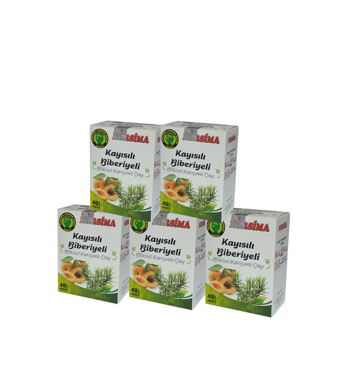 Nursima Apricot Herbal Tea Set 5 Pieces X 40 Pieces