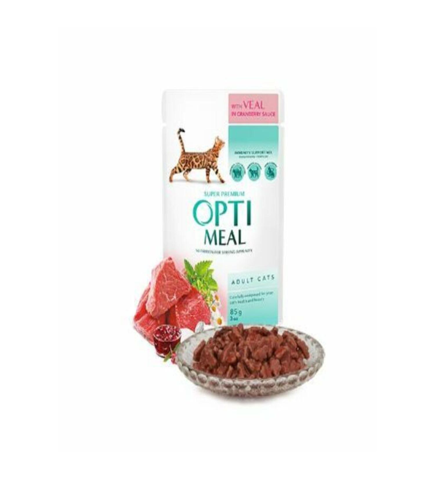 OptiMeal OPTIMEAL BEEF WITH CRUNCHY SAUCE WET CAT FOOD 85 GR