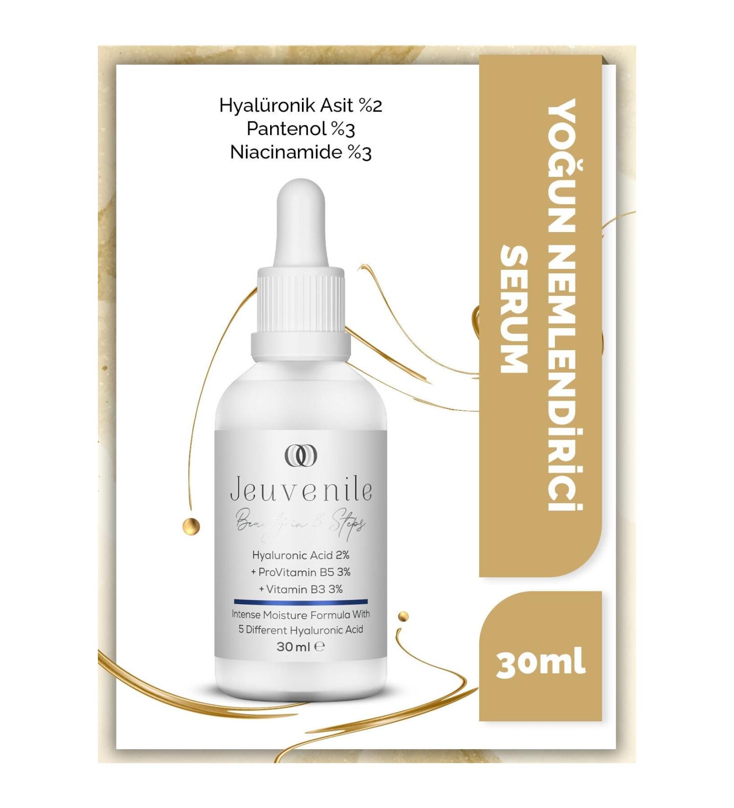 Jeuvenile Hyaluronic Acid 2% Serum - Intensive Moisturizer (Hyaluronic Acid ProvitaminB5 VitaminB3 Panthenol) - Buy Online on GoSupps.com