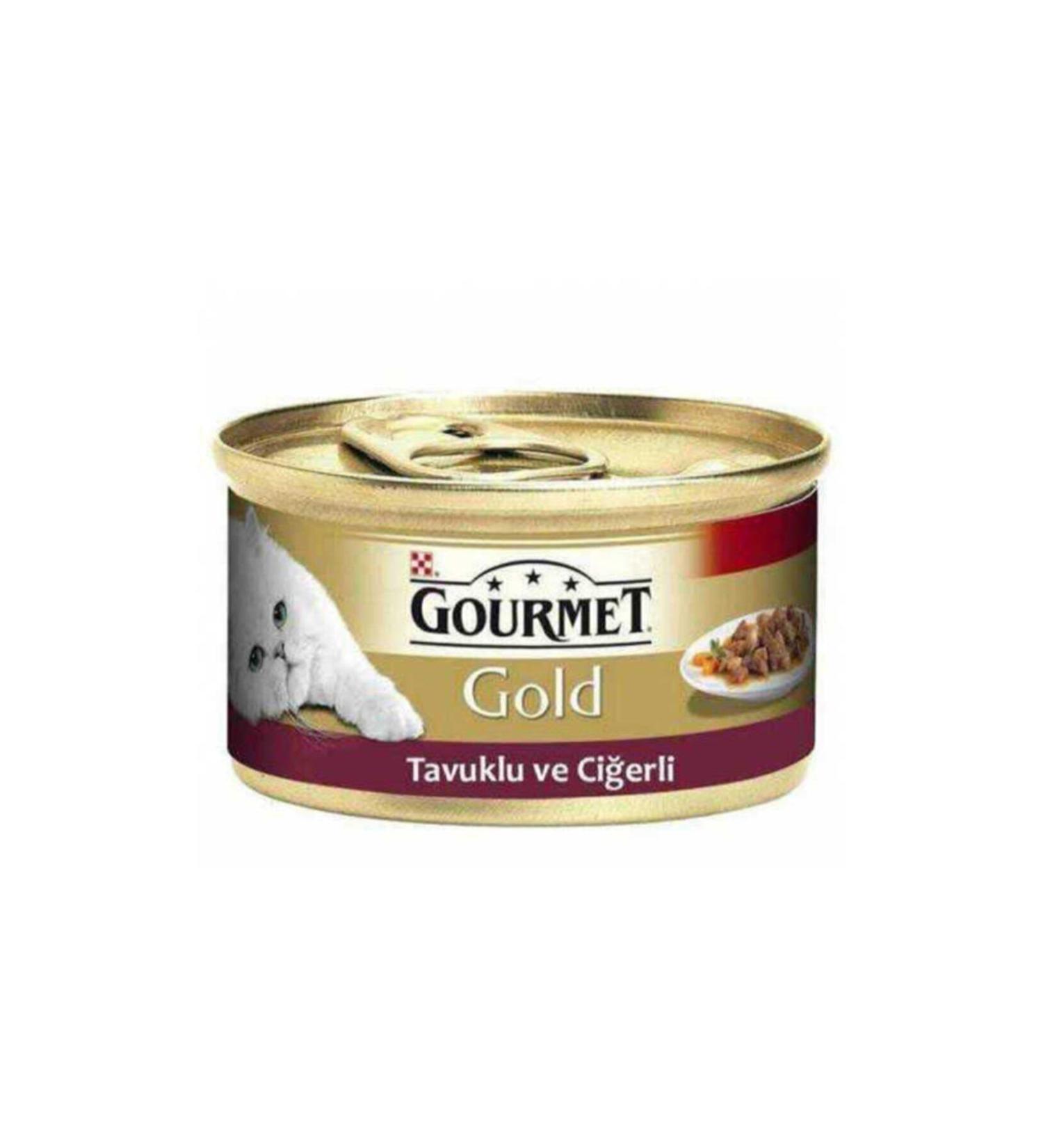 Gourmet Gold Minced Chicken and Liver Cat Canned Piece Meat Sauce Wet Cat Food 85 gr X 24 PIECES