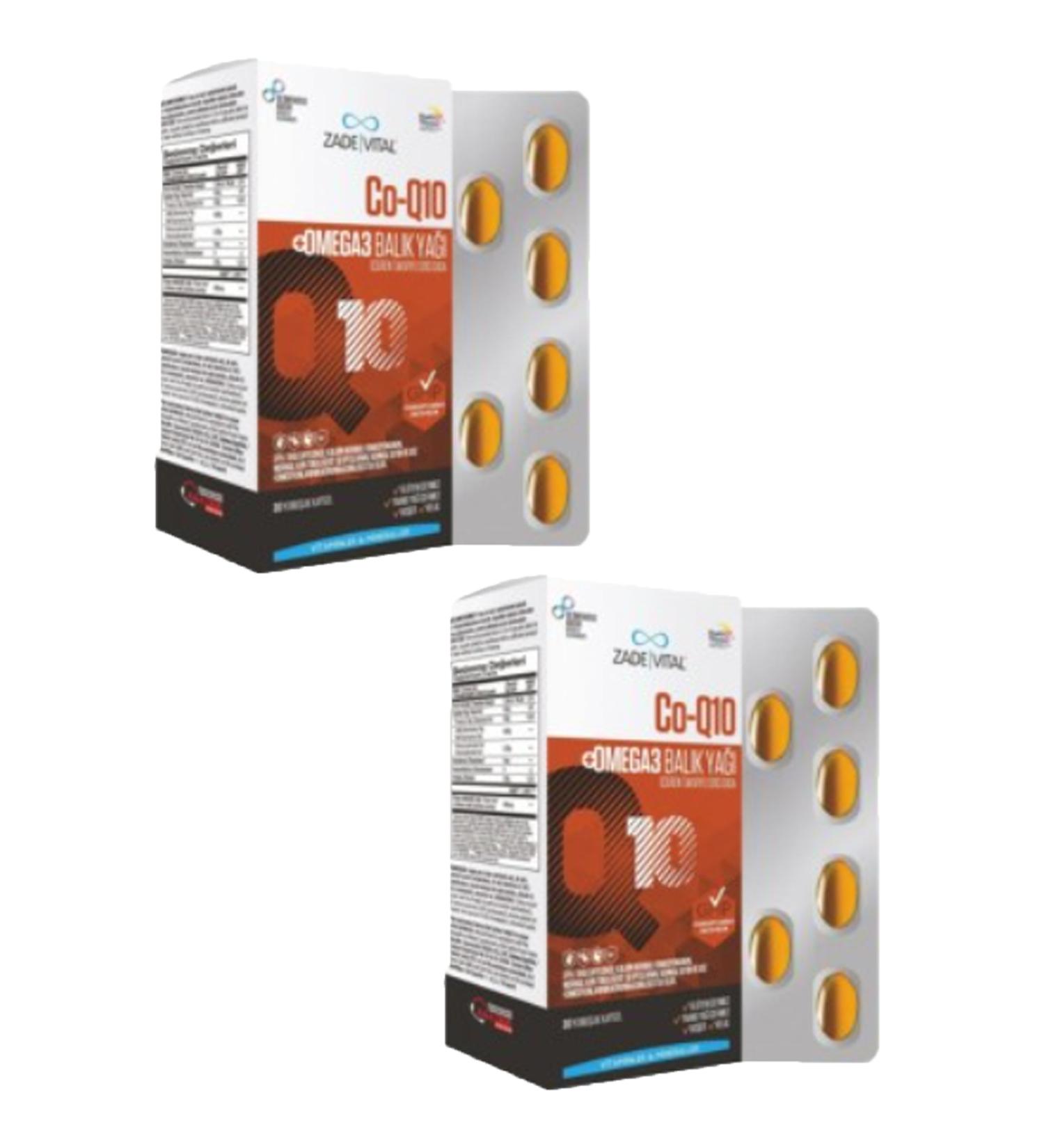 Zade Vital Co-Q10 Omega3 Fish Oil 30 Capsules 2 Pieces
