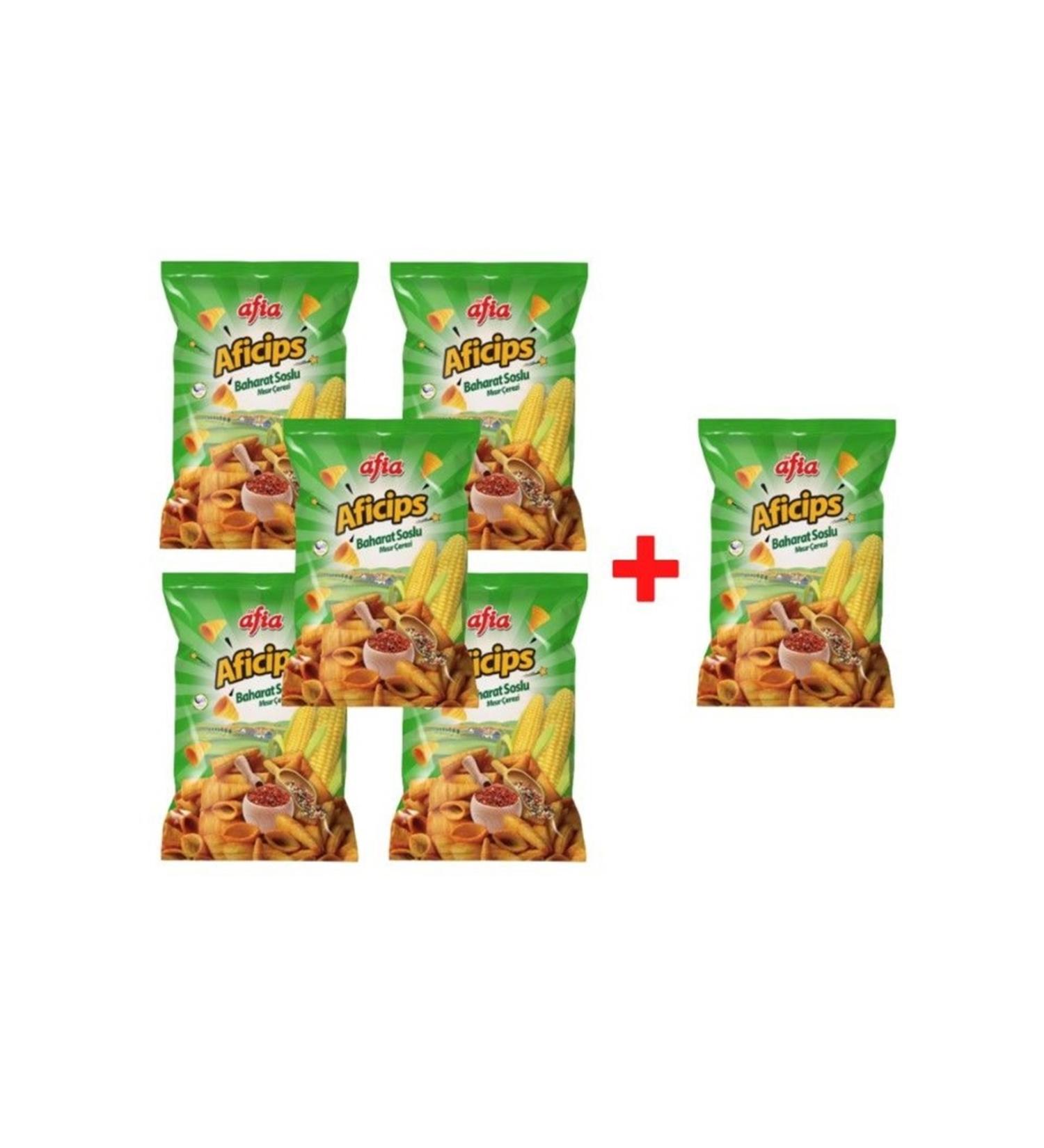 Afia Aficips Spicy Corn Chips 50 Gr Set of 6 Gimdes Certified