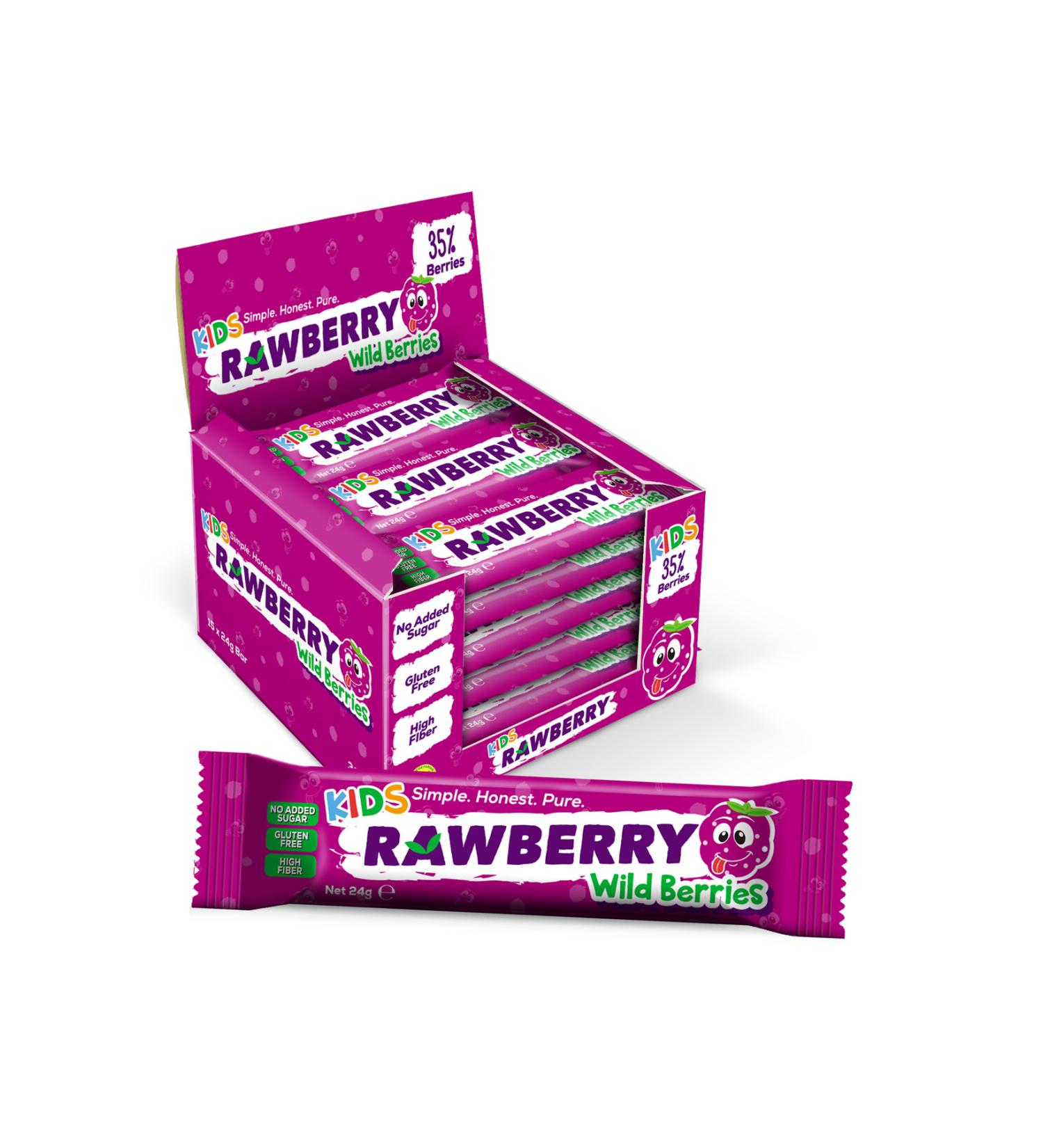 Rawberry Forest Fruit Sugar-Free Vegan Gluten-Free Kids Bar 15 Pieces in a Box - Buy Online on GoSupps.com