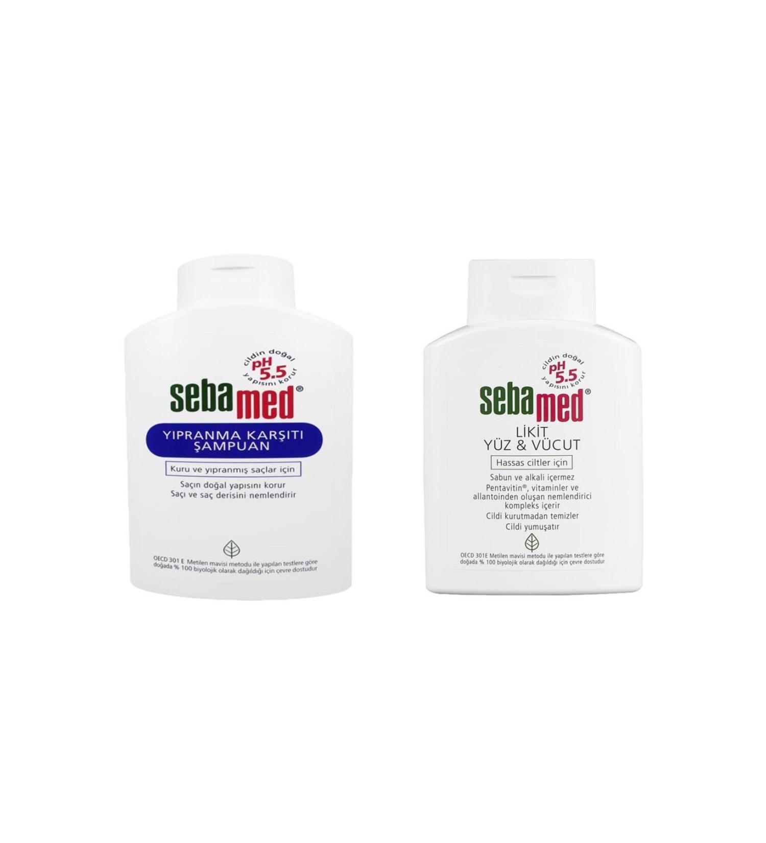 Sebamed Damaged Hair Shampoo 400ML and Face & Body Wash Liquid 200ML Set of 2